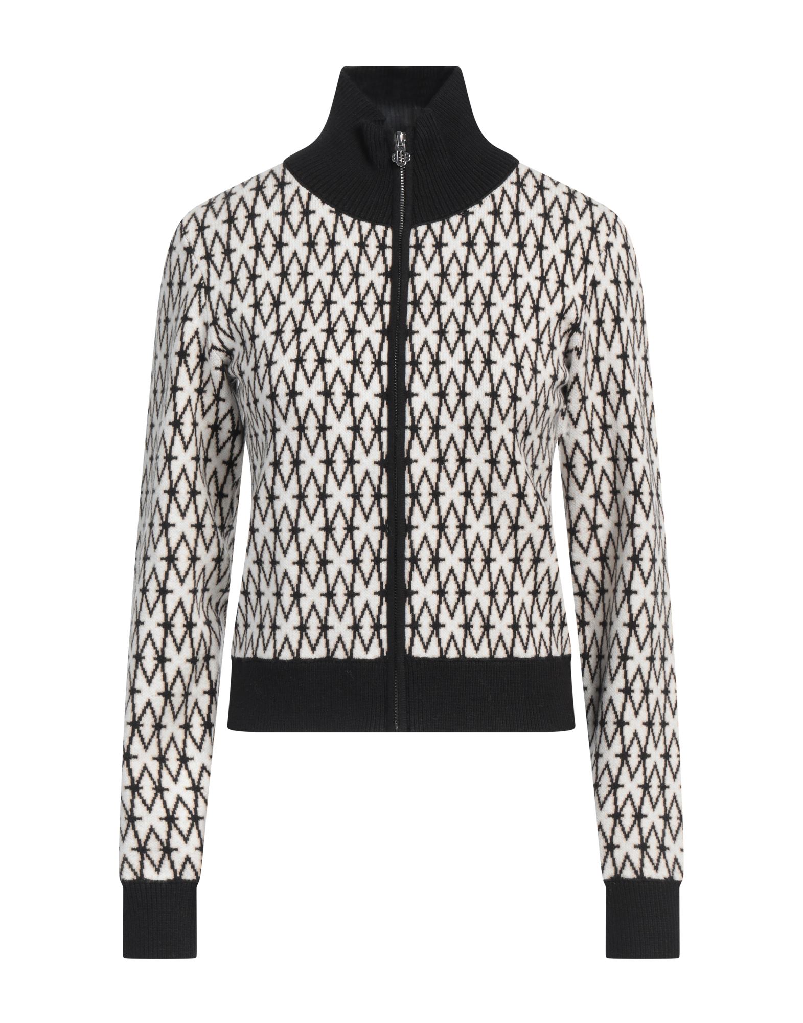 니트 소재, 라이트웨이트 니트, 장식 부착 없음, 기하학 패턴, 롱 슬리브, 지퍼 여밈, 포켓 없음, 손세탁, 표백 금지, 건조기 사용불가. 이미지