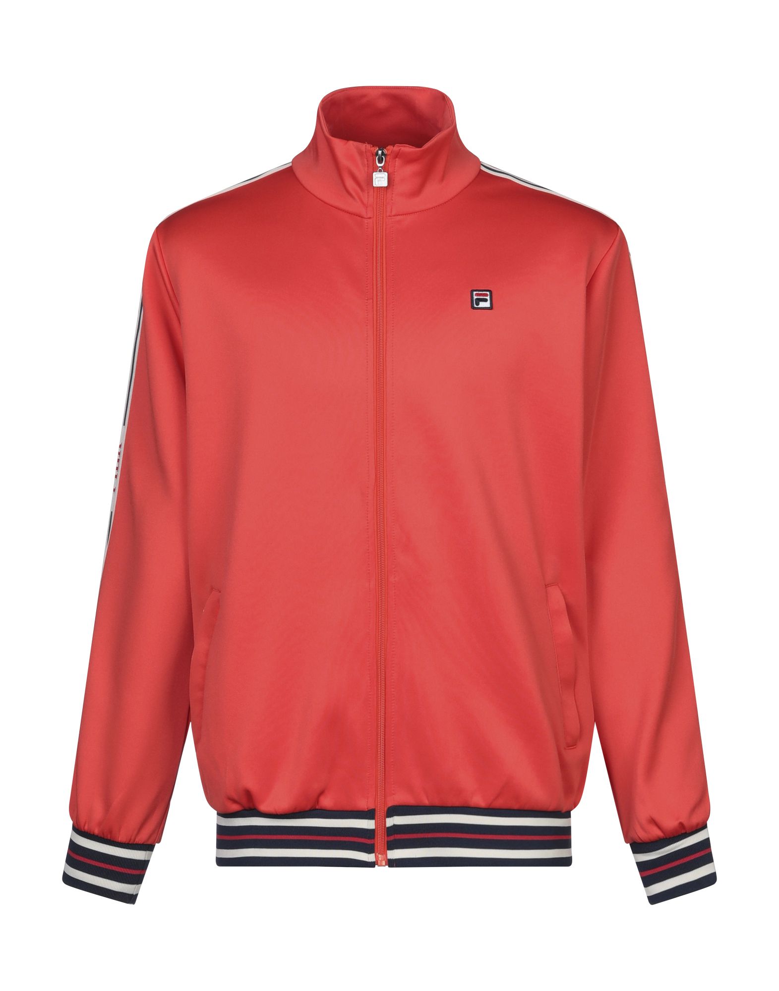 합성 저지, 사이드 스트라이프, 로고, 솔리드 컬러, 터틀넥, 롱 슬리브, 프론트 클로져, κλείσιμο με φερμουάρ, 멀티 포켓, 스트레치. 이미지