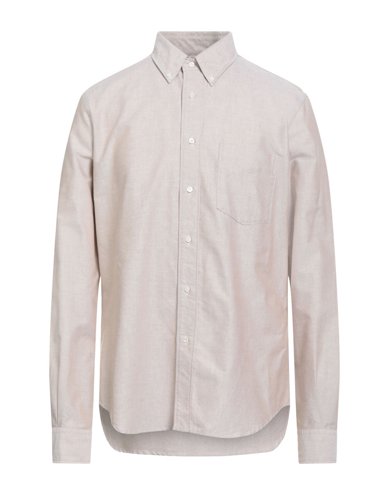 우븐, 장식 부착 없음, 솔리드 컬러, 버튼다운 칼라, 롱 슬리브, 버튼 여밈, 싱글 포켓, 스몰 핏, 레귤러 셔츠. 이미지