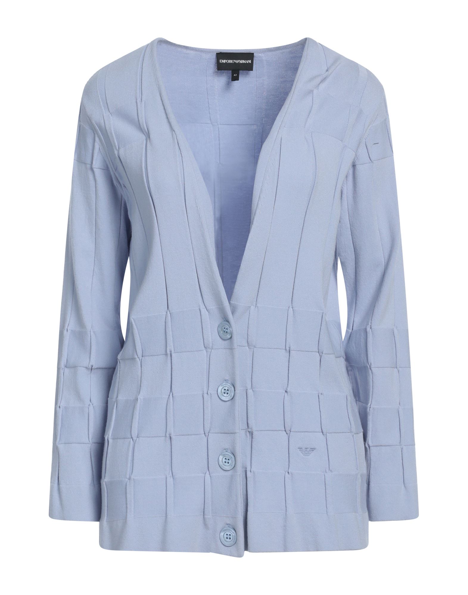 니트 소재, 장식 부착 없음, 라이트웨이트 니트, 딥 네크라인, 솔리드 컬러, 롱 슬리브, 프론트 클로져, 버튼 여밈, 포켓 없음. 이미지