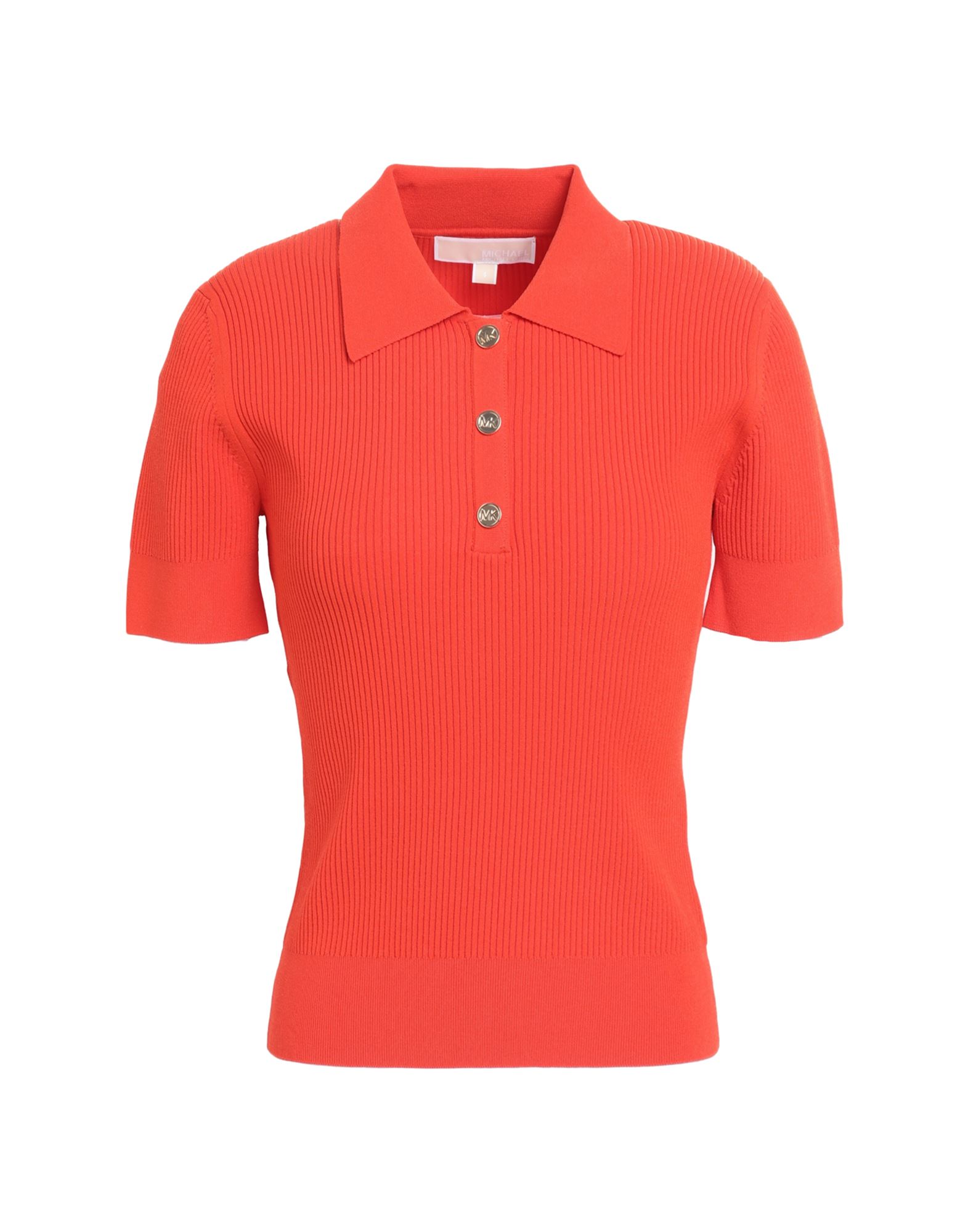 니트 소재, 리브(rib) 조직, 브랜드 로고, 솔리드 컬러, 폴로 칼라, 쇼트 슬리브, 3 버튼, 포켓 없음. 이미지