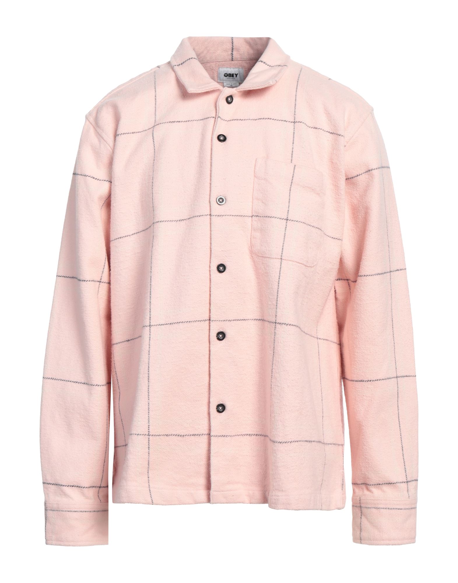 셔츠 자켓, 트위드, 체크, 장식 부착 없음, 클래식 칼라, 롱 슬리브, 버튼 여밈, 포켓 1개, 세탁기로 세탁, 건조기 사용가능. 이미지