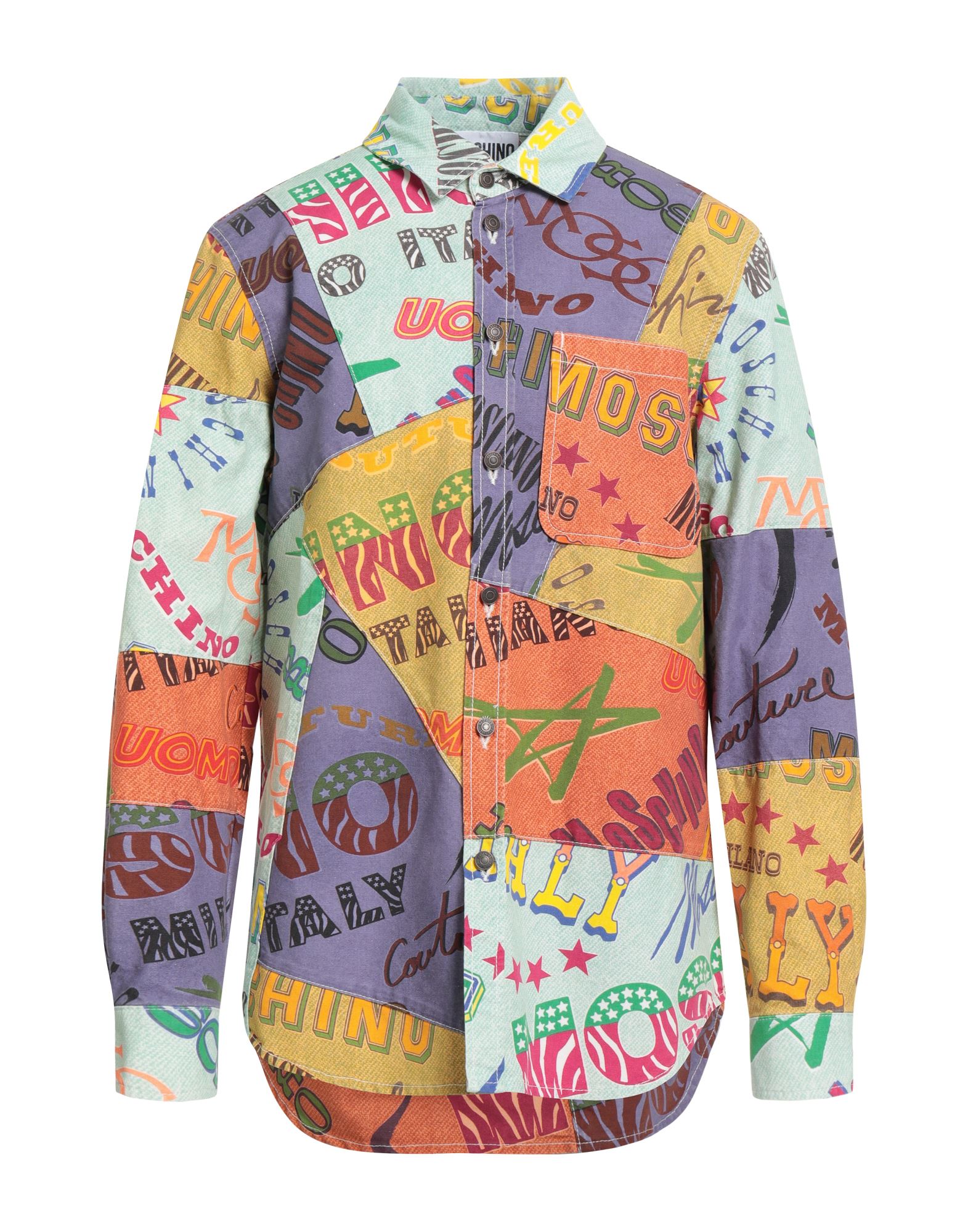 롱 셔츠, 우븐, 멀티컬러 패턴, 브랜드 로고, 클래식 칼라, 롱 슬리브, 버튼 커프스, 버튼 여밈, 포켓 1개, 세탁기로 세탁, 표백 금지, 건조기 사용불가. 이미지