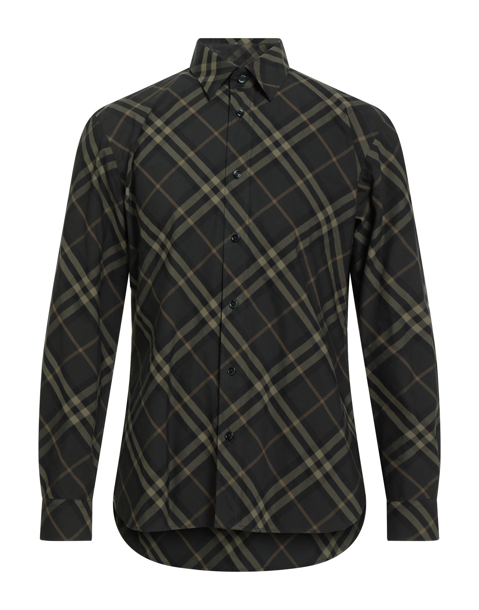 레귤러 셔츠, 포플린, 시그니처 프린트, 장식 부착 없음, 클래식 칼라, 롱 슬리브, 버튼 커프스, 버튼 여밈, 세탁기 세탁 또는 드라이클리닝, 표백 금지, 건조기 사용불가. 이미지