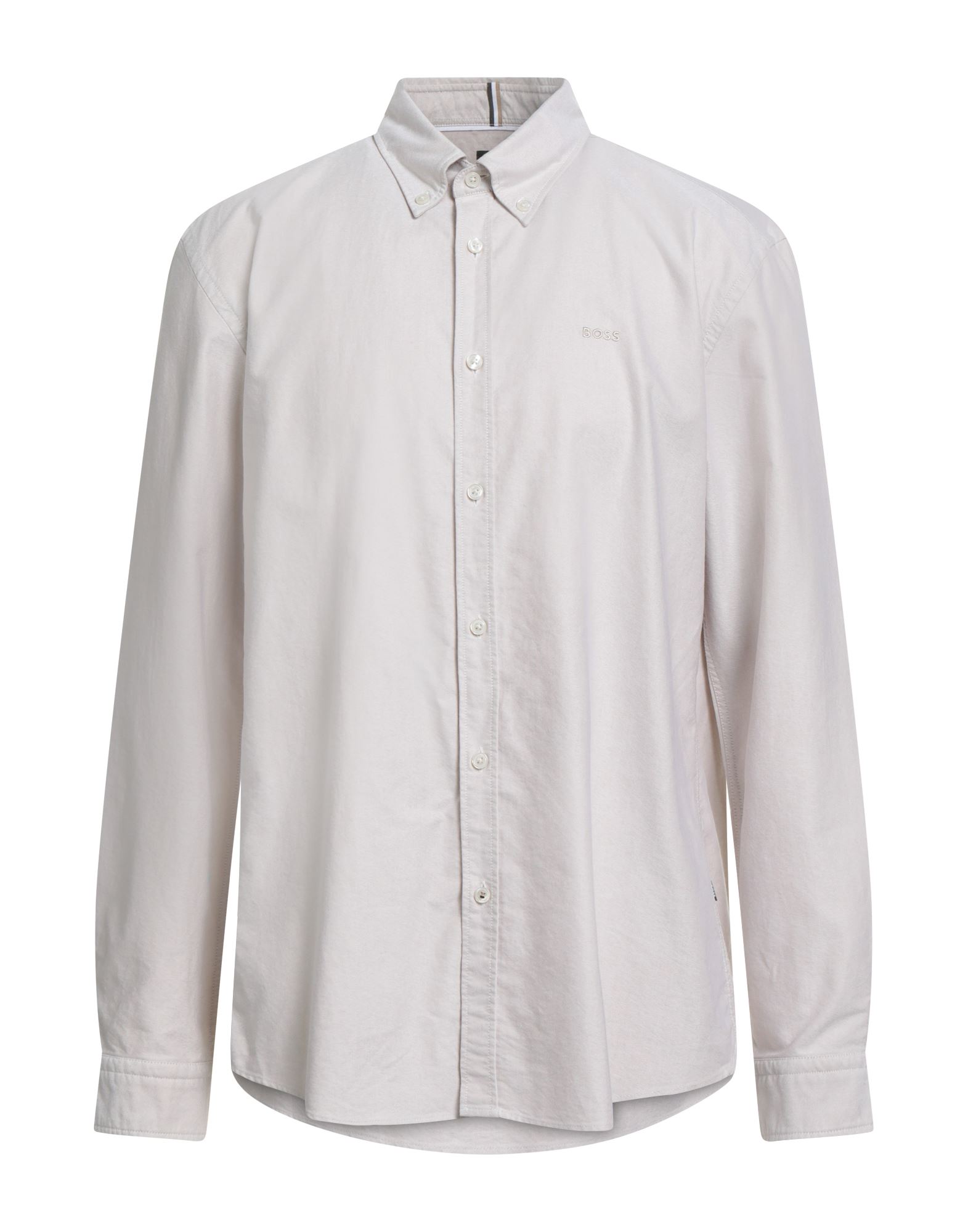 슬림 셔츠, 옥스포드, 솔리드 컬러, 자수 로고 장식, 버튼다운 칼라, 롱 슬리브, 버튼 커프스, 버튼 여밈, 세탁기 세탁 또는 드라이클리닝, 표백 금지, 건조기 사용불가. 이미지