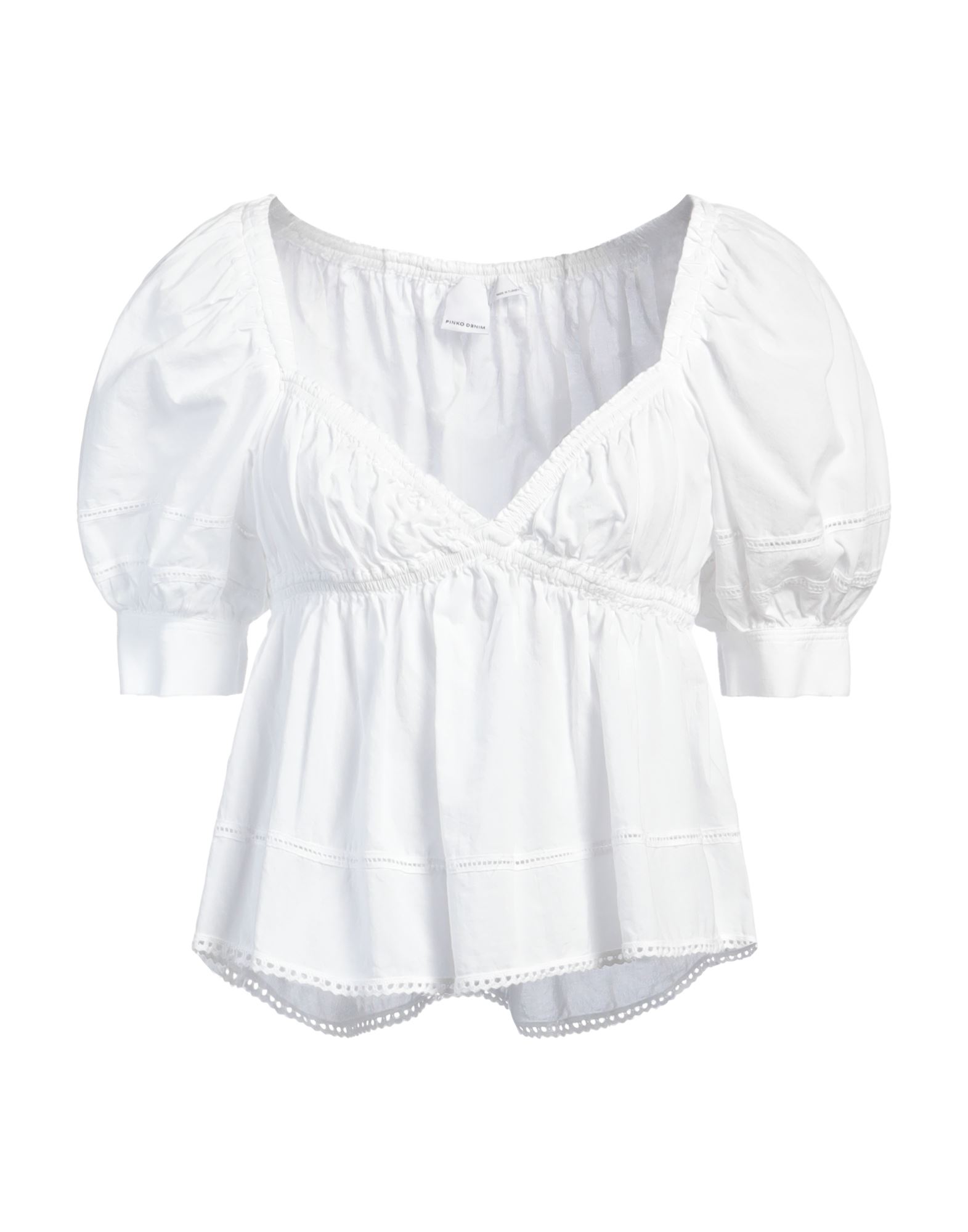 탑, 우븐, 솔리드 컬러, 브랜드 로고, 딥 네크라인, 쇼트 슬리브, 세탁기 세탁 또는 드라이클리닝, 표백 금지, 건조기 사용불가. 이미지