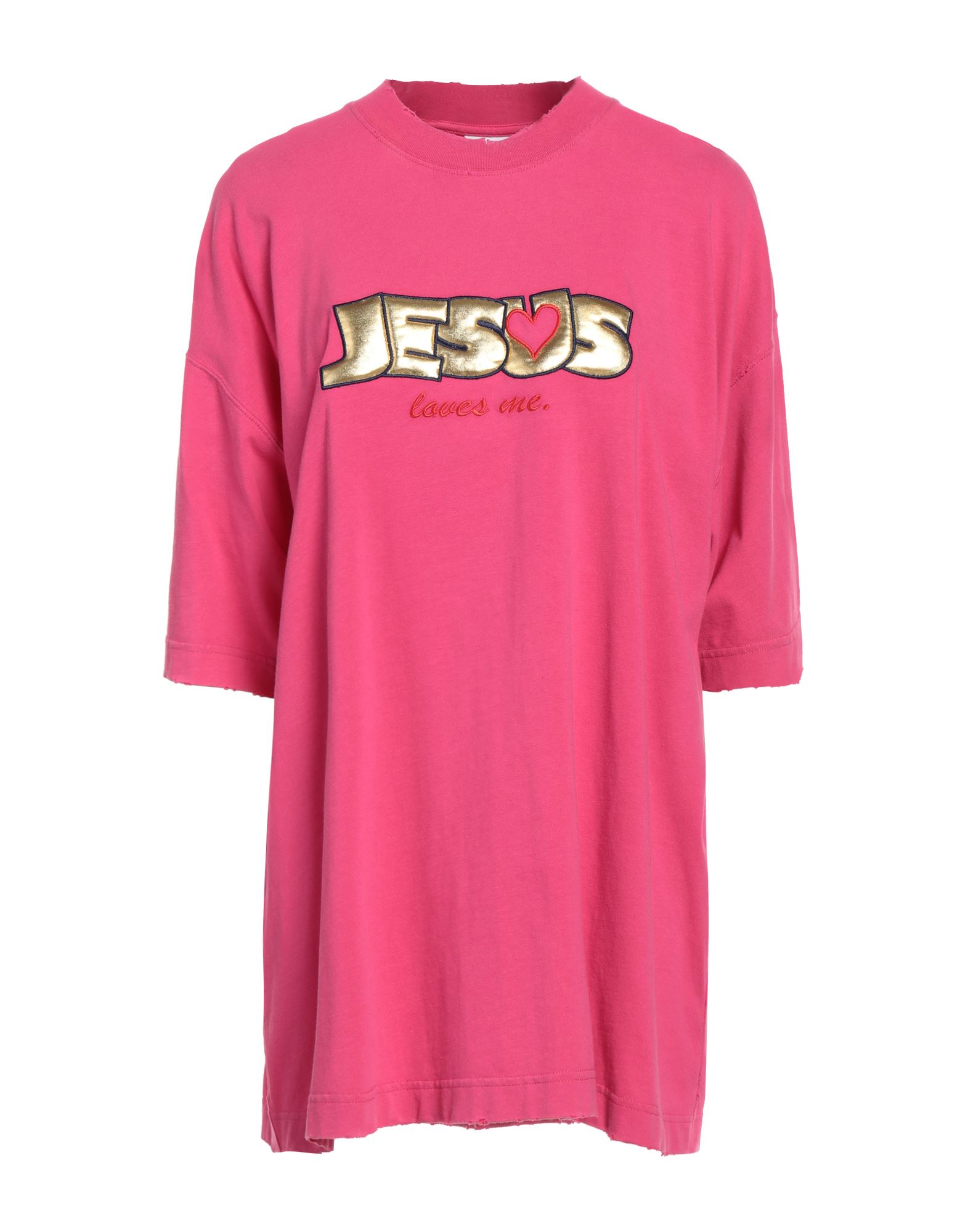 베이직 티, 저지, 장식 디테일 솔리드 컬러, 자수 장식, 크루넥, 쇼트 슬리브, 세탁기로 세탁, 표백 금지, 건조기 사용불가. 이미지