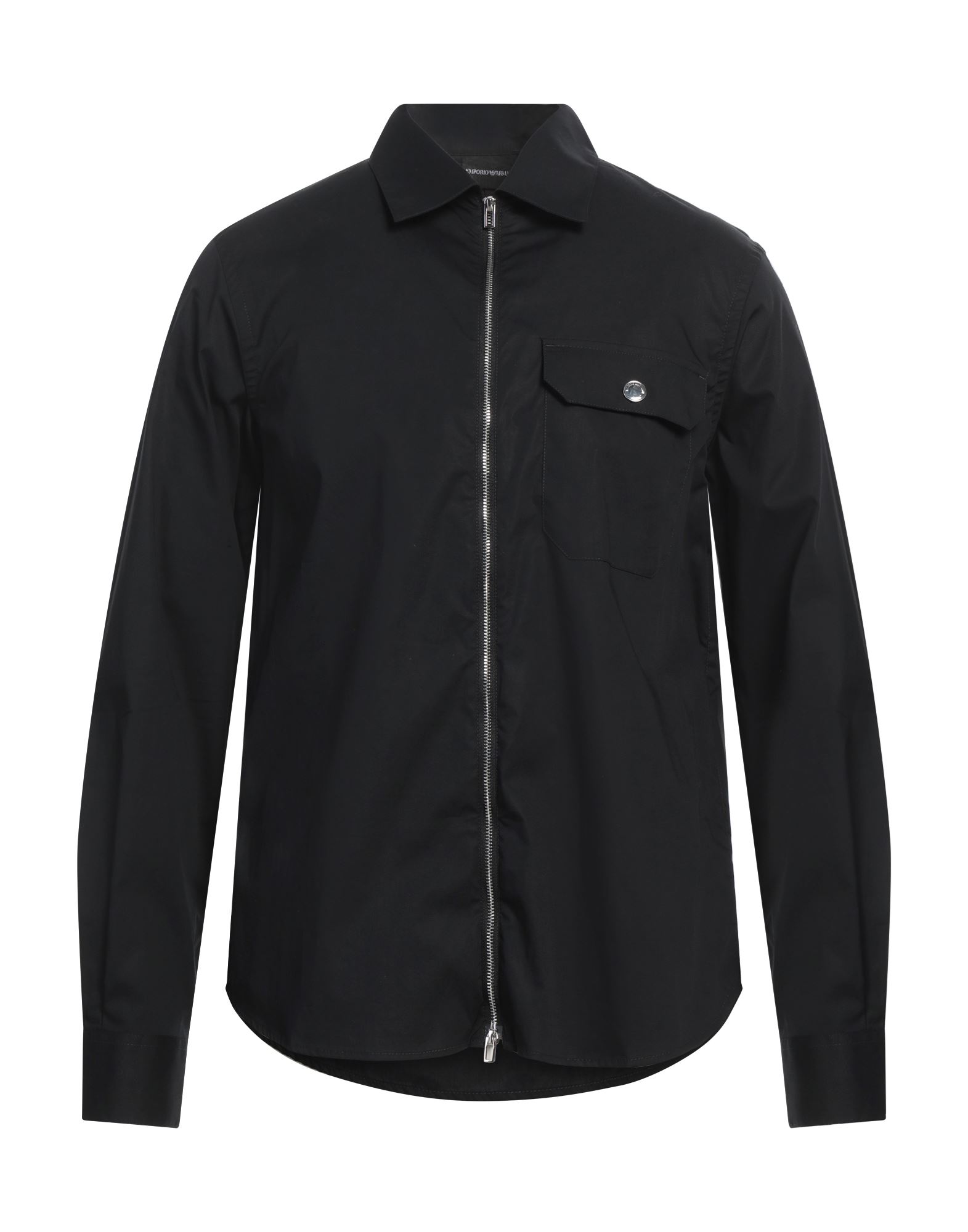 레귤러 셔츠, 우븐, 솔리드 컬러, 브랜드 로고, 클래식 칼라, 롱 슬리브, 지퍼 여밈, 포켓 1개, 스트레치, 세탁기로 세탁, 건조기 사용불가. 이미지