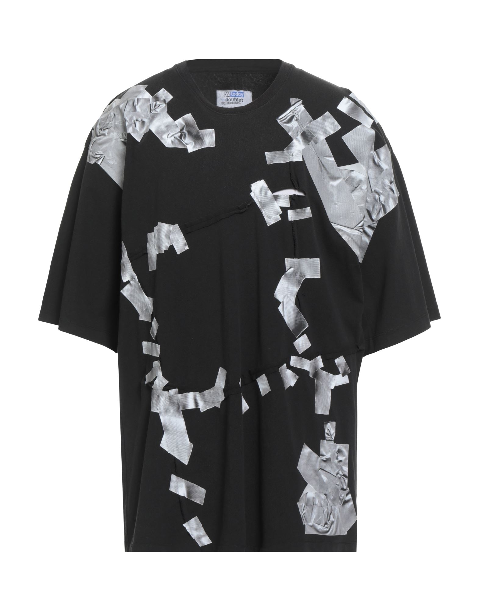 오버사이즈 티셔츠, 저지, 프린트 디테일 솔리드 컬러, 장식 부착 없음, 크루넥, 쇼트 슬리브, 세탁기 세탁 또는 드라이클리닝, 표백 금지, 건조기 사용불가. 이미지