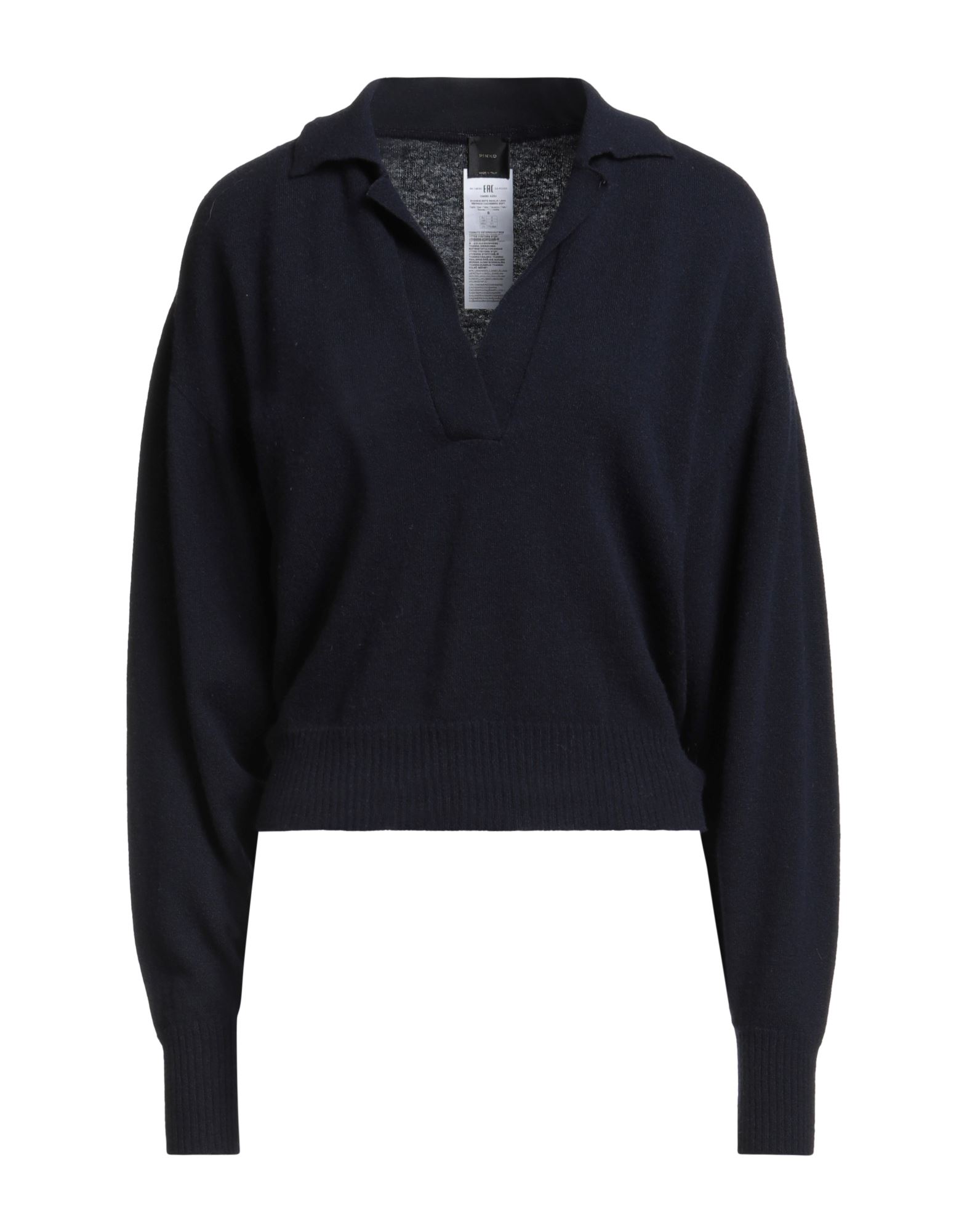 니트 소재, 리브(rib) 조직, 라이트웨이트 니트, 장식 부착 없음, 솔리드 컬러, 캠프 칼라, 롱 슬리브, 손세탁 또는 드라이클리닝, 표백 금지, 건조기 사용불가. 이미지