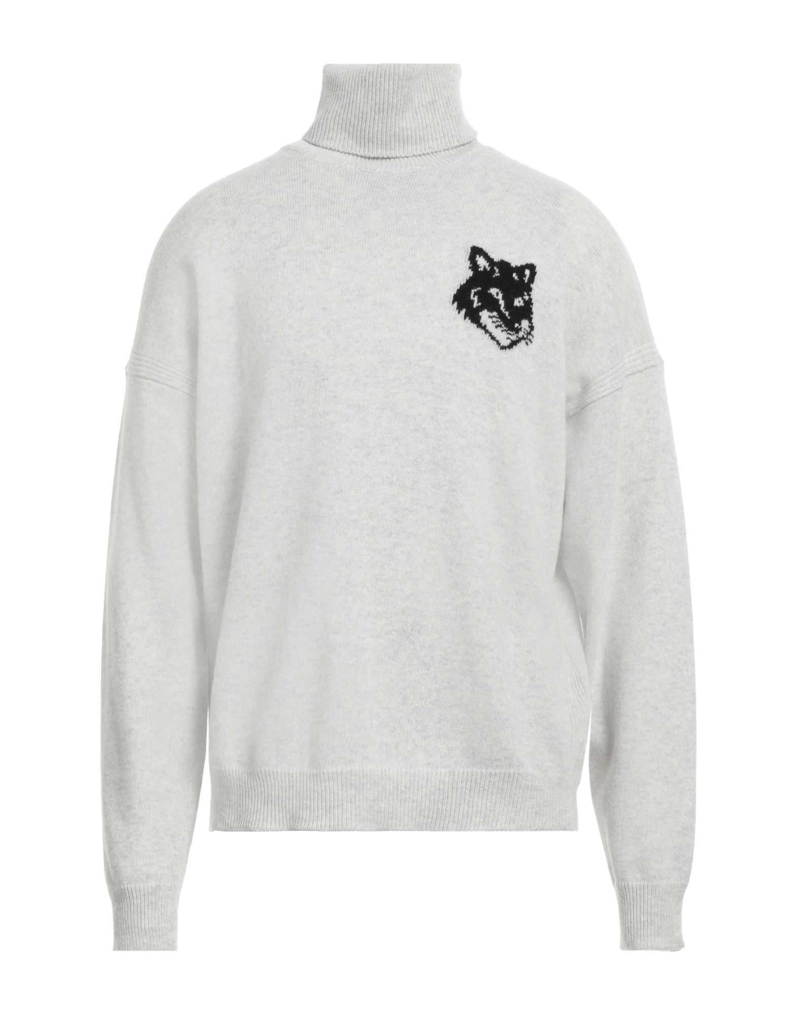 울, 라이트웨이트 니트, 멜란지 효과, 장식 효과, 장식 디테일 솔리드 컬러, 터틀넥, 롱 슬리브, 포켓 없음. 이미지