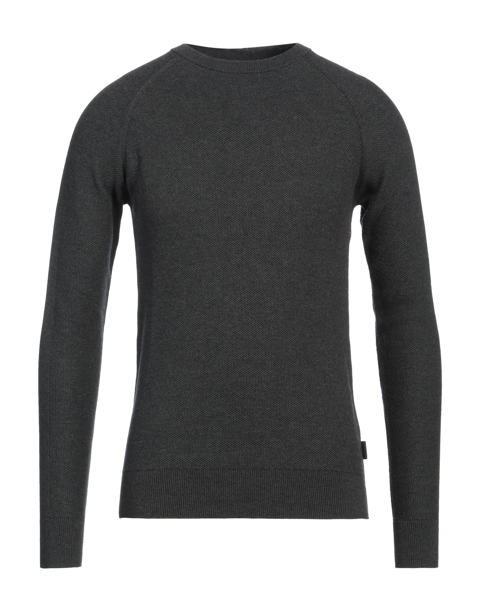 니트 소재, 라이트웨이트 니트, 솔리드 컬러, 브랜드 로고, 크루넥, 롱 슬리브, 세탁기 세탁 또는 드라이클리닝, 표백 금지, 건조기 사용불가. 이미지