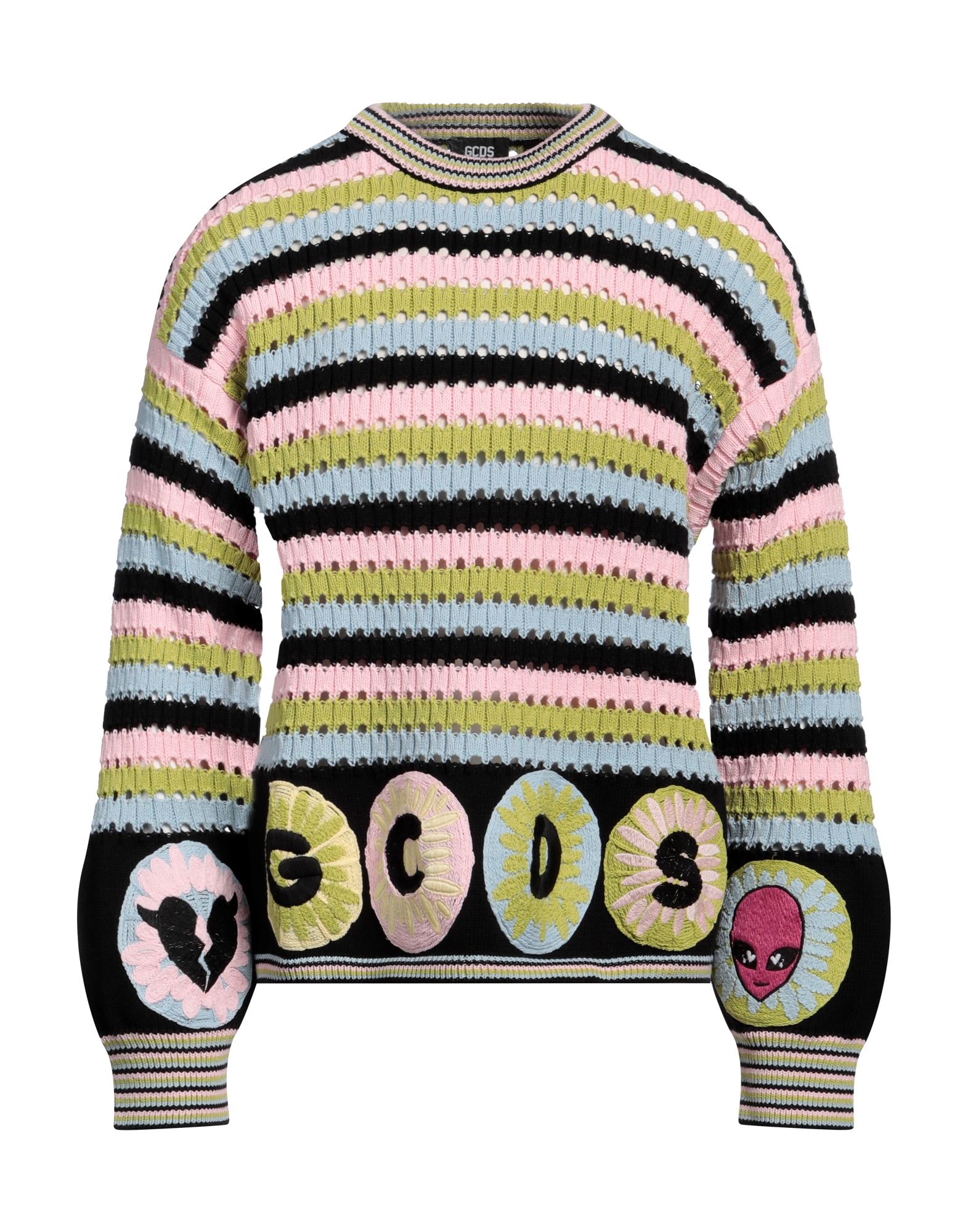 니트 소재, 미디엄웨이트 니트, 브랜드 로고, 스트라이프, 크루넥, 롱 슬리브, 포켓 없음. 이미지