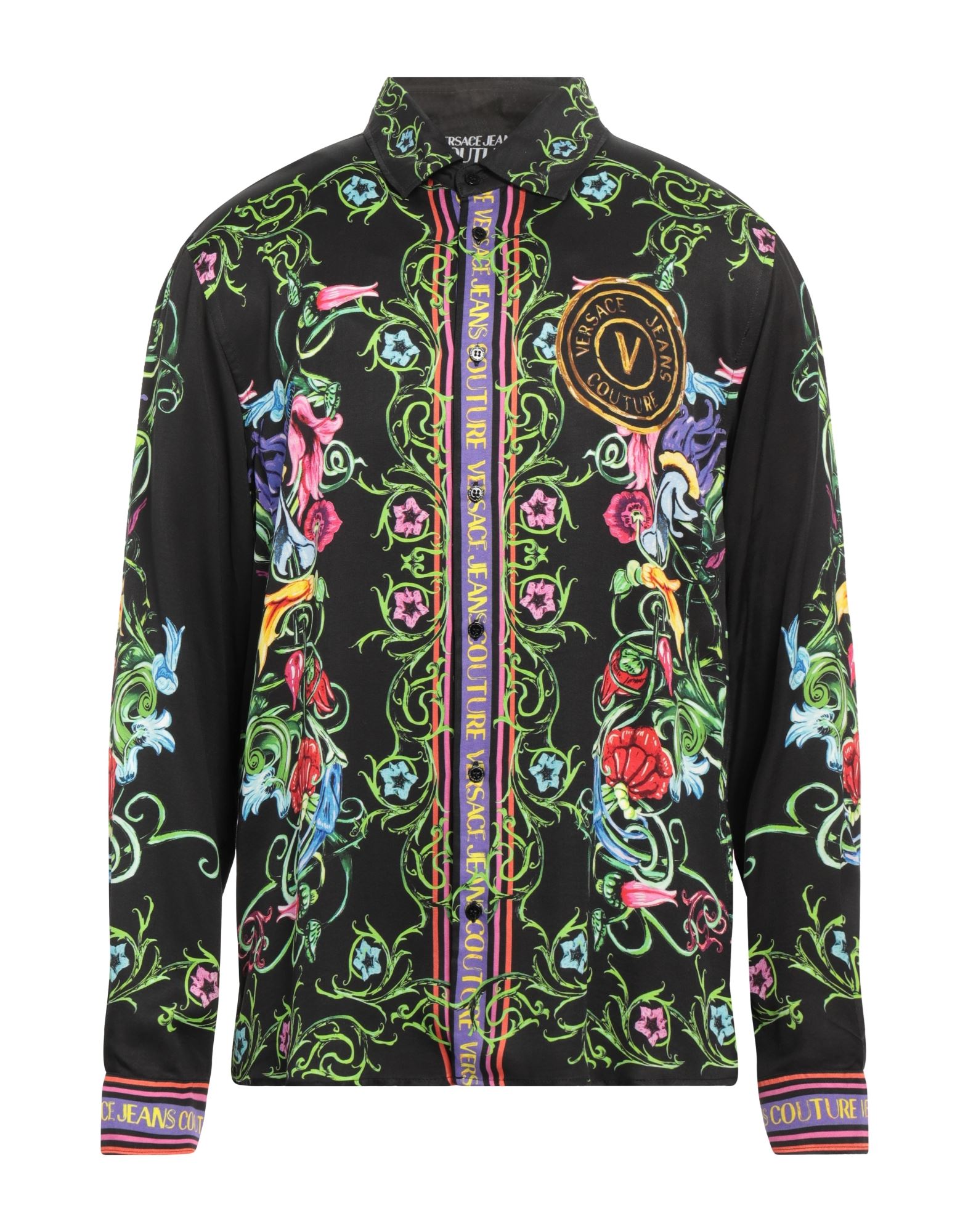 레귤러 셔츠, 우븐, 시그니처 프린트, 장식 부착 없음, 라펠, 롱 슬리브, 버튼 여밈, 이 브랜드는 사이즈가 작게 나옵니다. 이미지