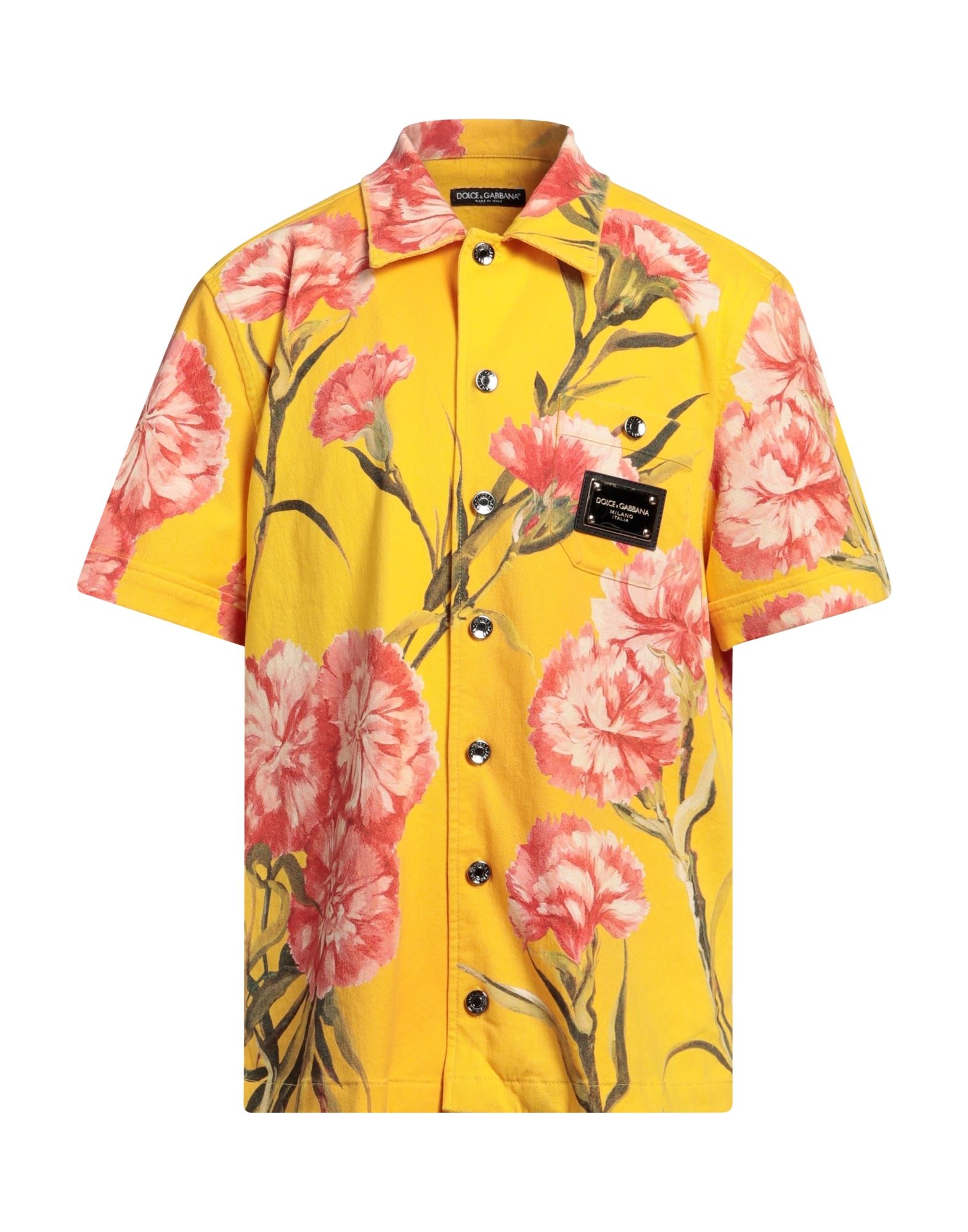 레귤러 셔츠, 개버딘, 스트레치 패브릭, 플로럴 모티브, 브랜드 로고, 캠프 칼라, 쇼트 슬리브, 버튼 여밈, 포켓 1개, 세탁기로 세탁, 표백 금지, 건조기 사용불가, 이 브랜드는 사이즈가 크게 나옵니다. 이미지