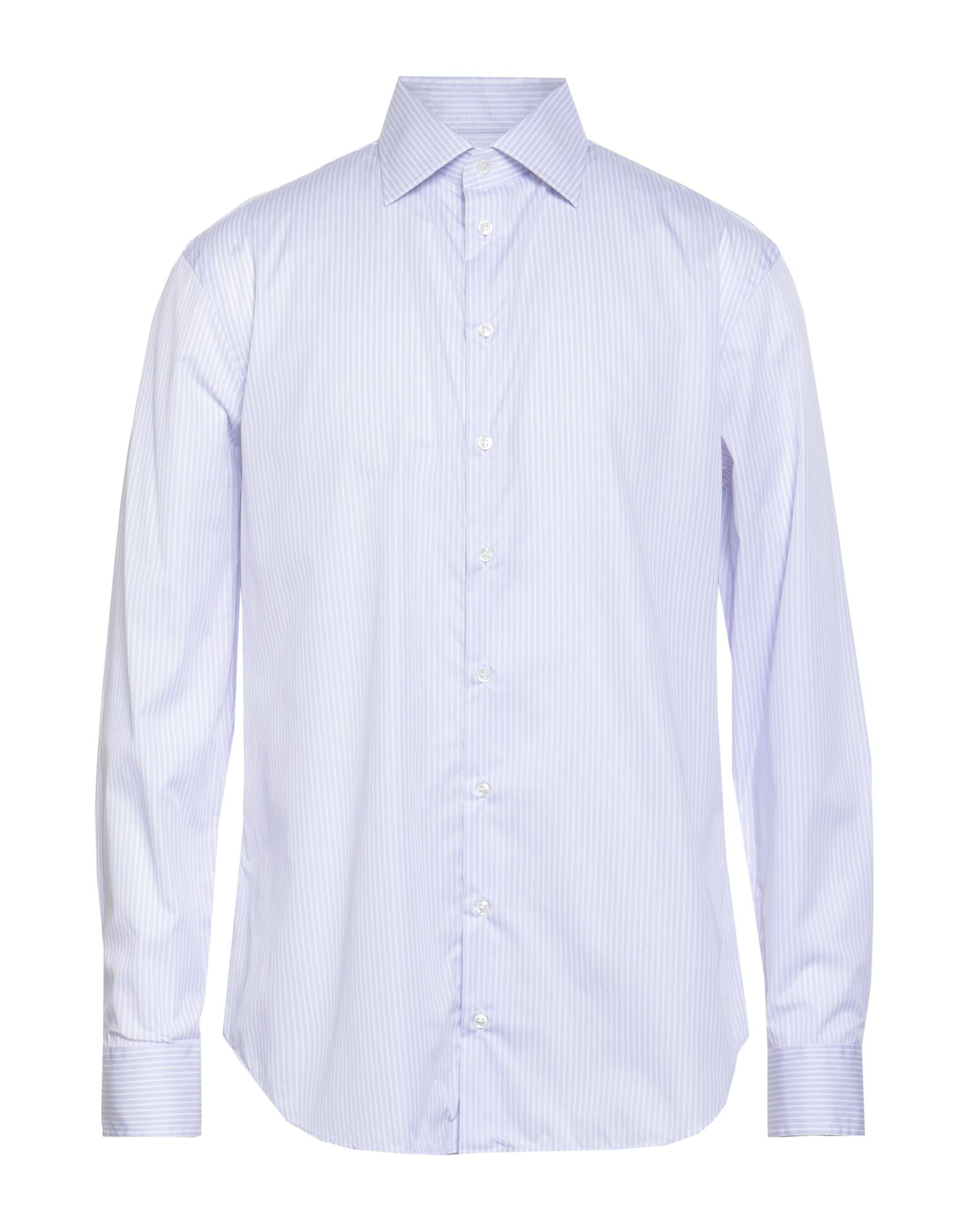 레귤러 셔츠, 우븐, 스트라이프, 장식 부착 없음, 클래식 칼라, 롱 슬리브, 버튼 커프스, 버튼 여밈, 세탁기 세탁 또는 드라이클리닝, 표백 금지, 건조기 사용불가. 이미지