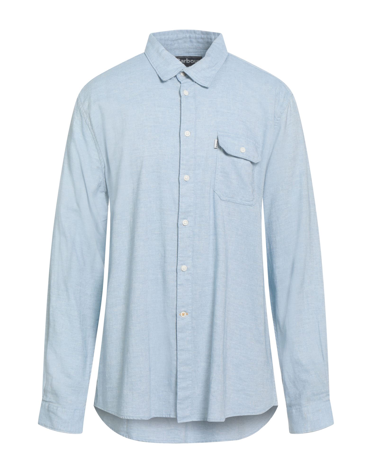 레귤러 셔츠, 우븐, 솔리드 컬러, 브랜드 로고, 클래식 칼라, 롱 슬리브, 버튼 커프스, 버튼 여밈, 포켓 1개, 세탁기 세탁 또는 드라이클리닝, 표백 금지, 건조기 사용가능. 이미지