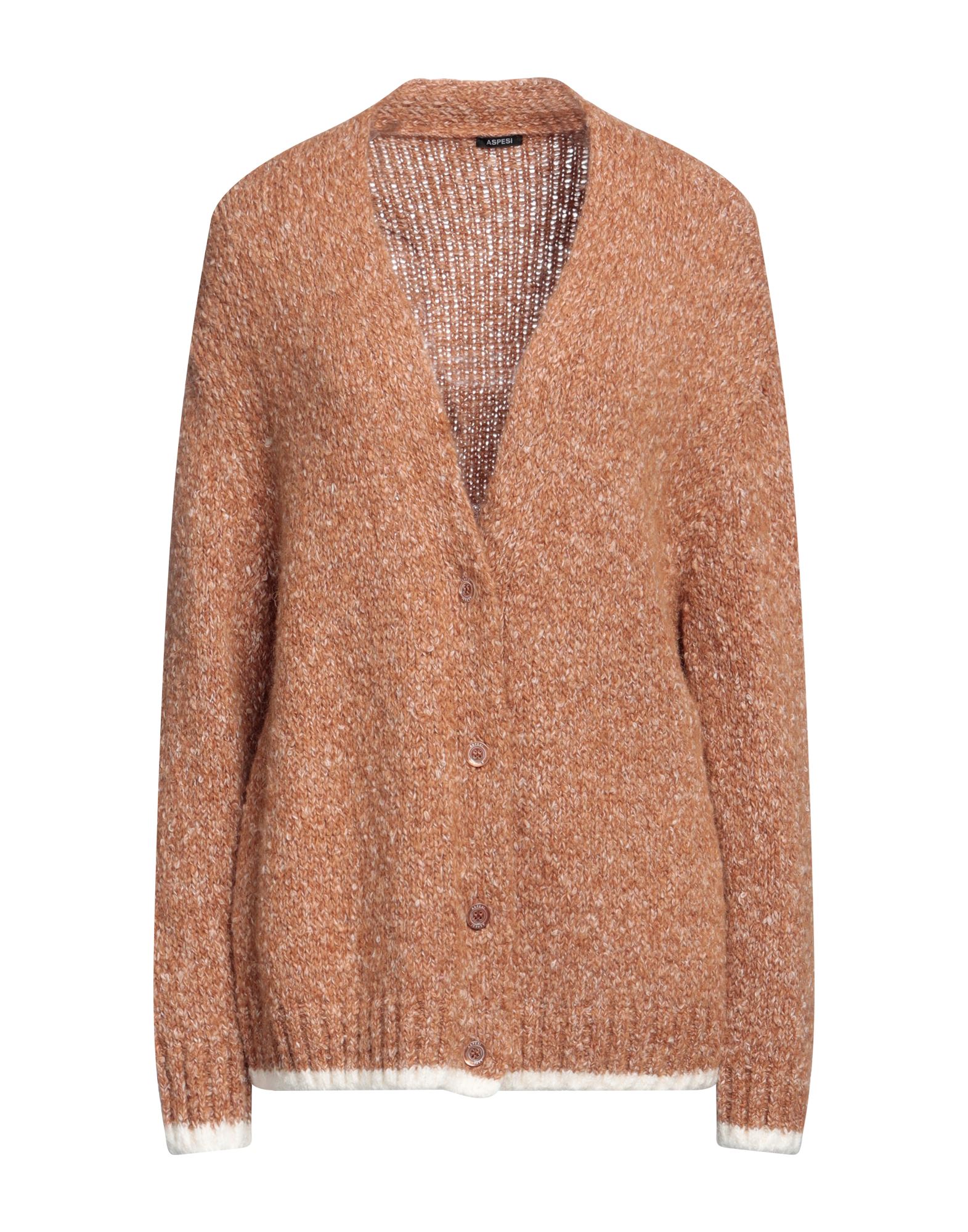 니트 소재, 멜란지 효과, 라이트웨이트 니트, 장식 부착 없음, 투톤 패턴, v 네크라인, 롱 슬리브, 버튼 여밈, 포켓 없음. 이미지