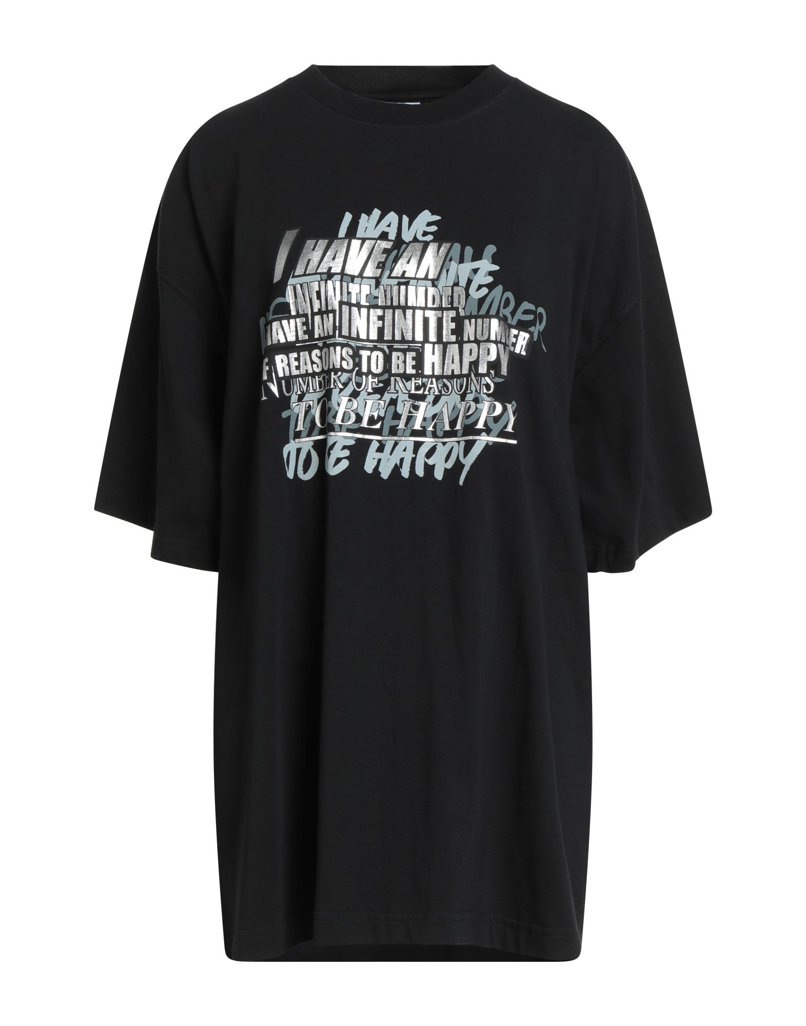 오버사이즈 티셔츠, 저지, 프린트 디테일 솔리드 컬러, 자수 로고 장식, 크루넥, 쇼트 슬리브, 세탁기로 세탁, 표백 금지, 건조기 사용불가. 이미지