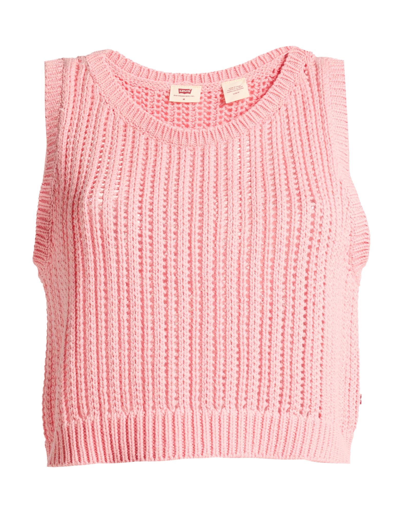 니트 소재, 미디엄웨이트 니트, 솔리드 컬러, 장식 부착 없음, 크루넥, 슬리브리스, 세탁기 세탁 또는 드라이클리닝, 표백 금지, 건조기 사용가능. 이미지