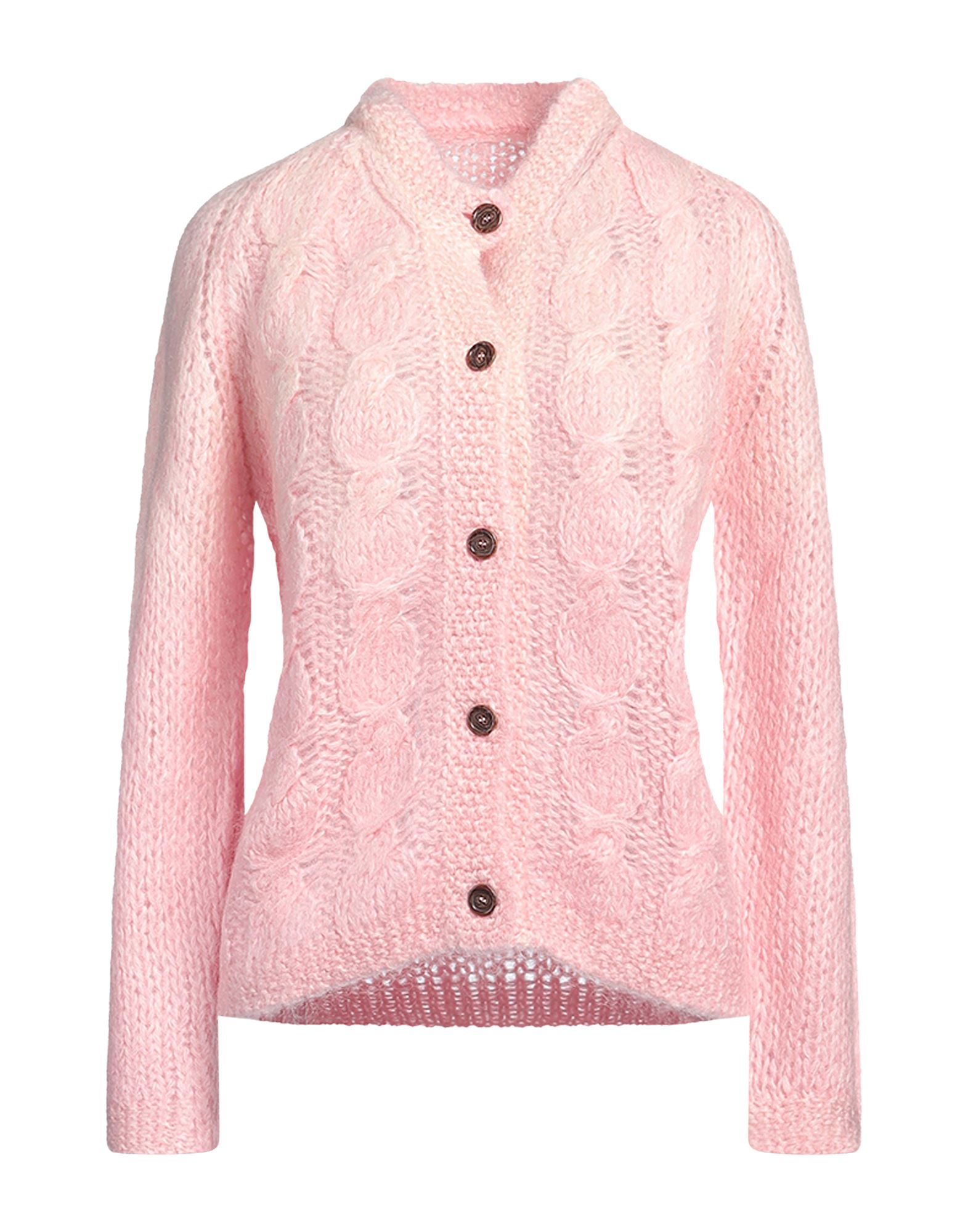 케이블 니트, 미디엄웨이트 니트, 타이다이, 장식 부착 없음, 롱 슬리브, 버튼 여밈, 드라이클리닝, 표백 금지, 건조기 사용불가. 이미지