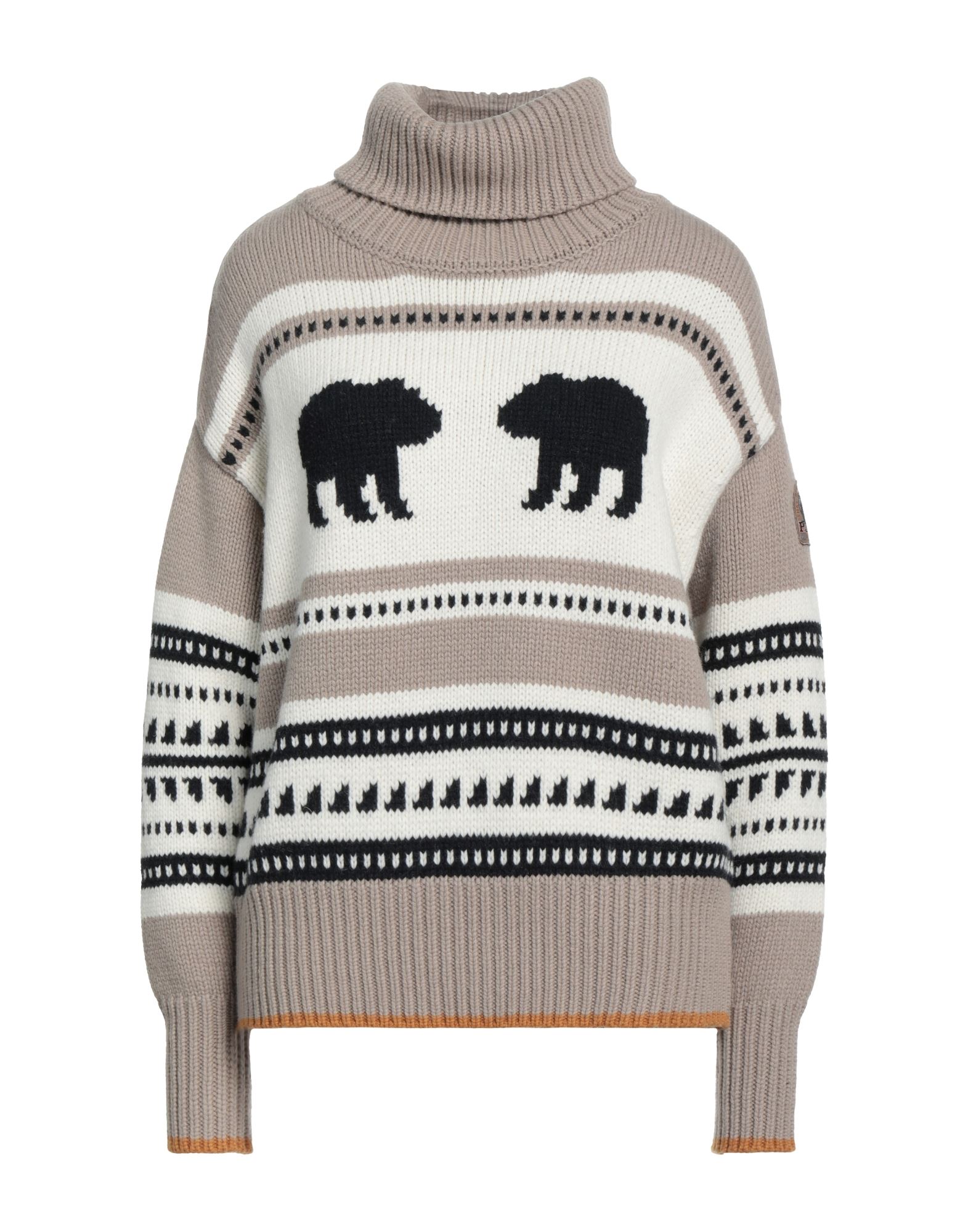 니트 소재, 미디엄웨이트 니트, 브랜드 로고, 멀티컬러 패턴, 터틀넥, 롱 슬리브, 포켓 없음. 이미지