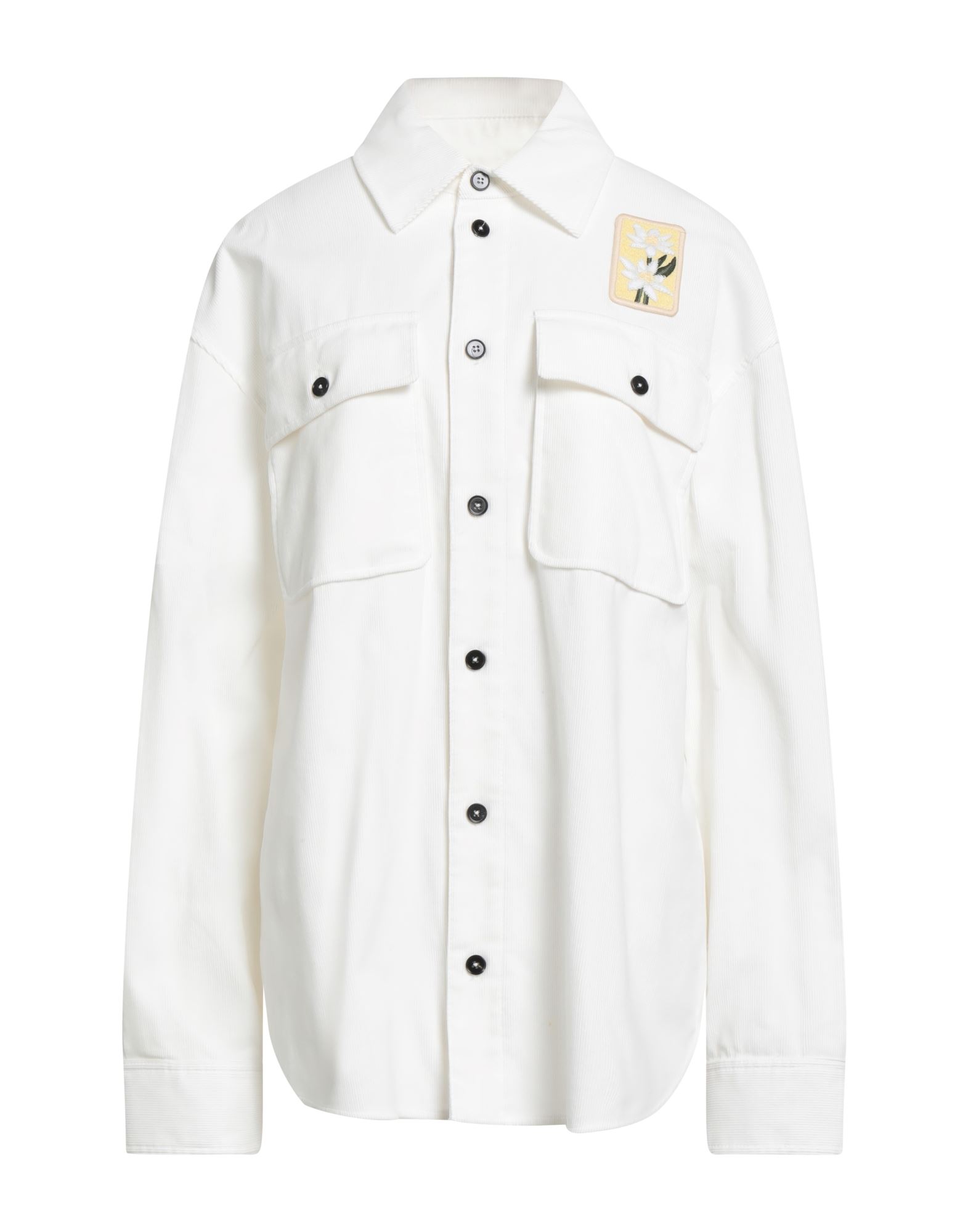 셔츠, 코듀로이, 장식 디테일 솔리드 컬러, 장식 효과, 클래식 칼라, 롱 슬리브, 버튼 여밈, 포켓 2개, 드라이클리닝, 표백 금지, 건조기 사용불가. 이미지