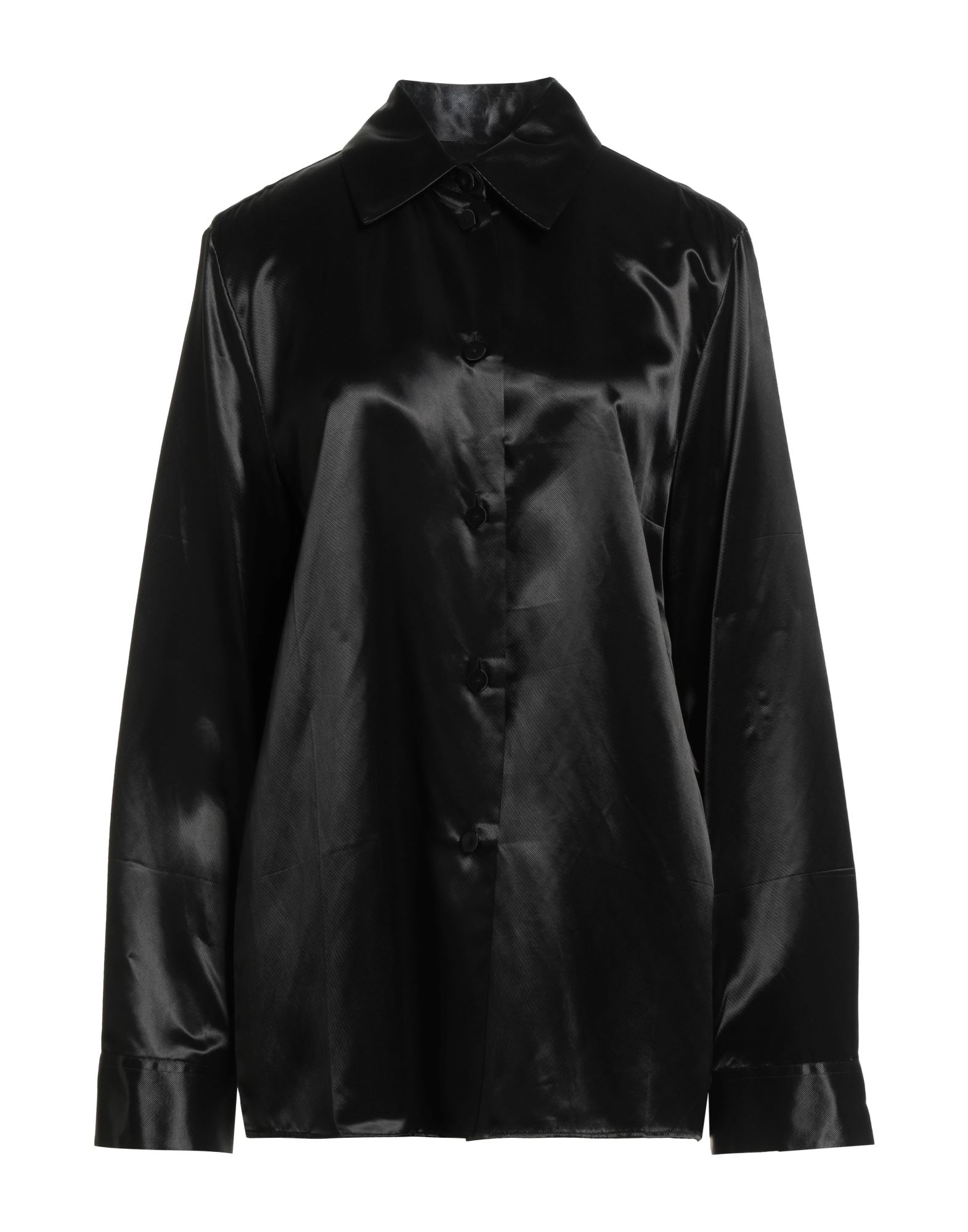 셔츠, 새틴, 솔리드 컬러, 장식 부착 없음, 클래식 칼라, 롱 슬리브, 버튼 여밈, 드라이클리닝, 표백 금지, 건조기 사용불가. 이미지