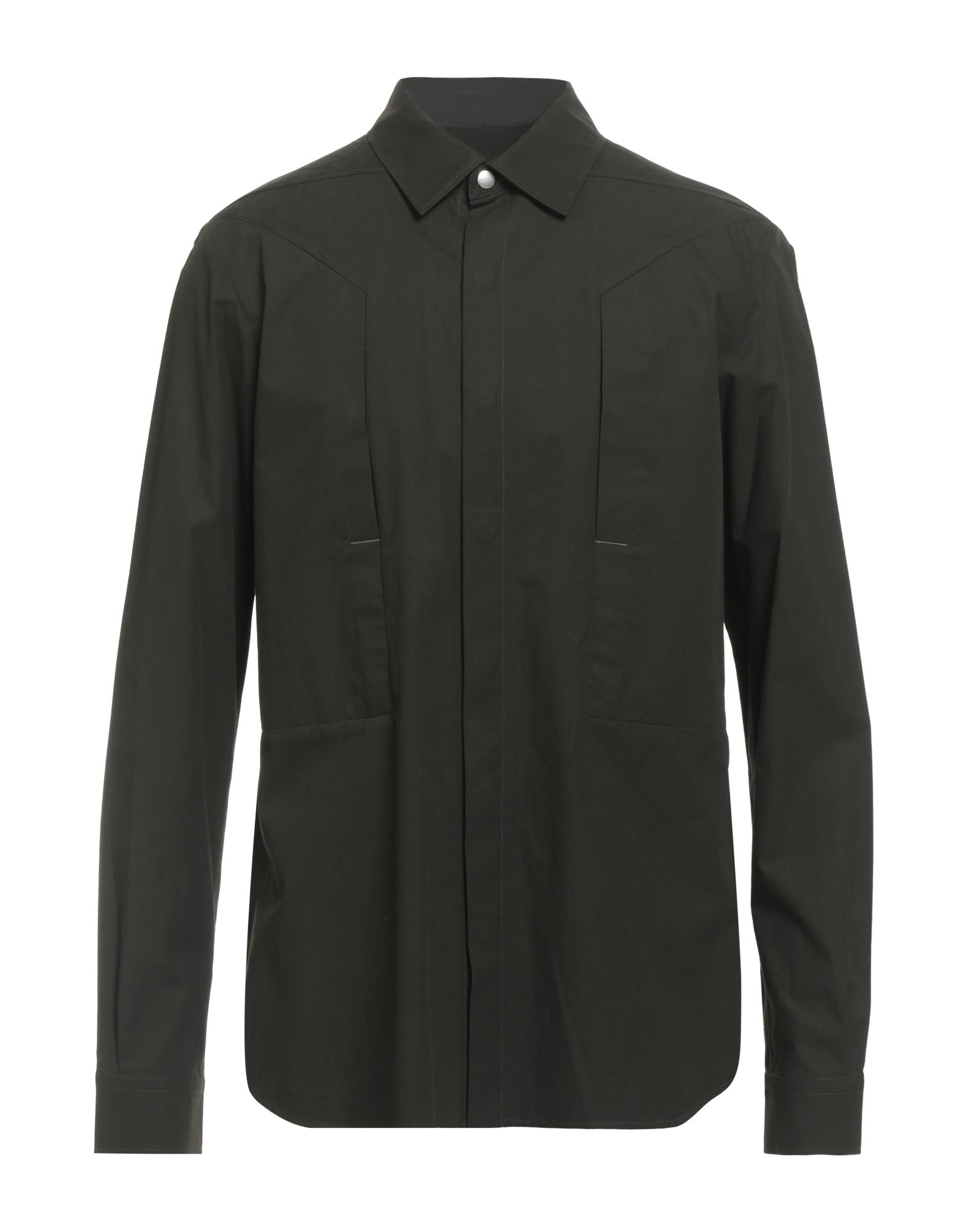 롱 셔츠, 우븐, 솔리드 컬러, 장식 부착 없음, 클래식 칼라, 롱 슬리브, 스냅버튼 커프스, 스냅버튼 여밈, 포켓 2개, 손세탁 또는 드라이클리닝, 표백 금지, 건조기 사용불가. 이미지