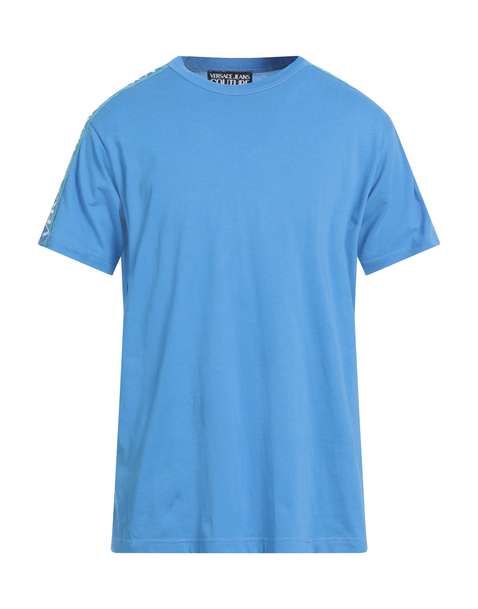 저지, 사이드 스트라이프, 장식 디테일 솔리드 컬러, 크루넥, 쇼트 슬리브, 포켓 없음, 스몰 핏, 티셔츠. 이미지