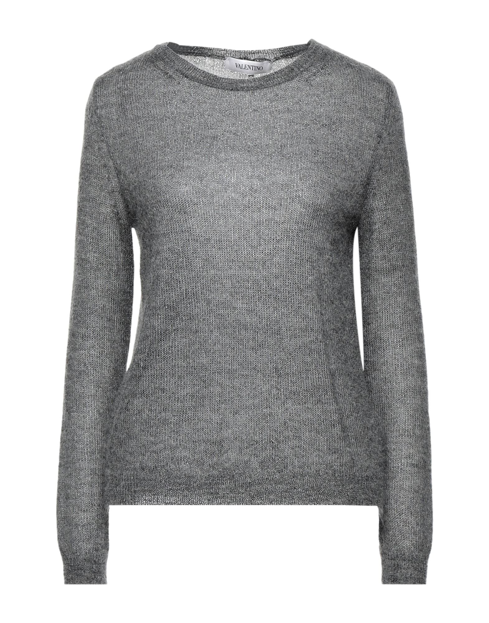 니트 소재, 멜란지 효과, 라이트웨이트 니트, 스터드, 솔리드 컬러, 라운드 네크라인, 롱 슬리브, 포켓 없음. 이미지