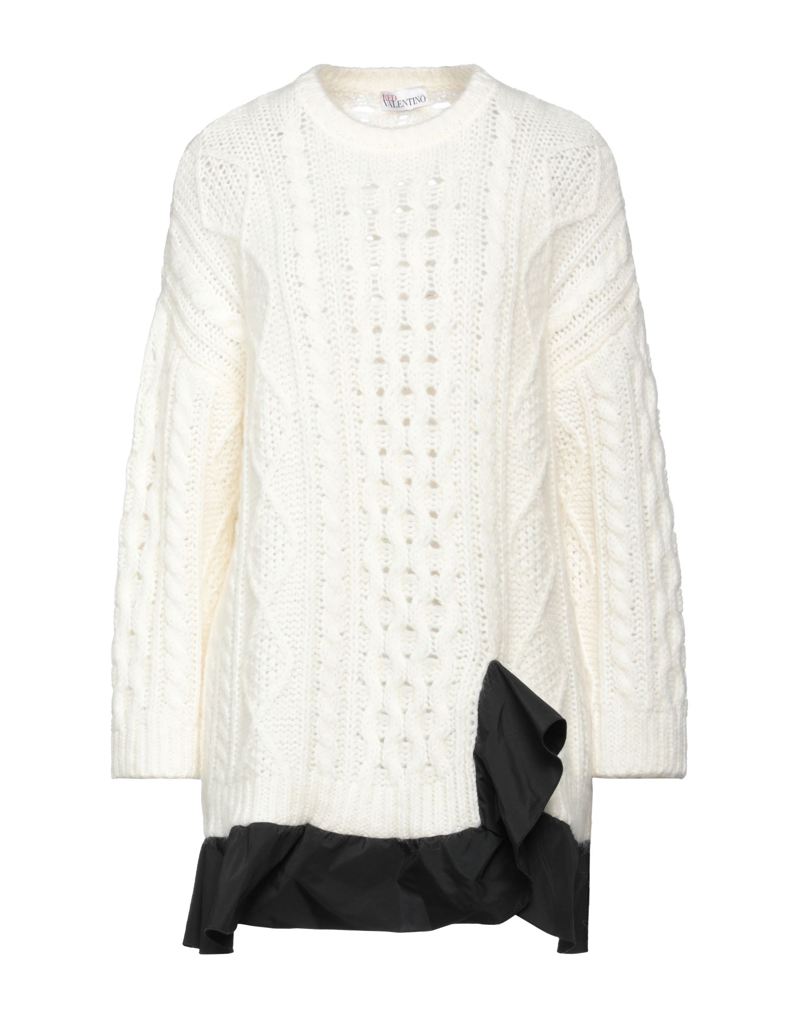 니트 소재, 타프타, 장식 부착 없음, 투톤 패턴, 크루넥, 롱 슬리브, 포켓 없음, 드라이클리닝 금지, 건조기 사용불가, 표백 금지, 이 브랜드는 사이즈가 작게 나옵니다.. 이미지