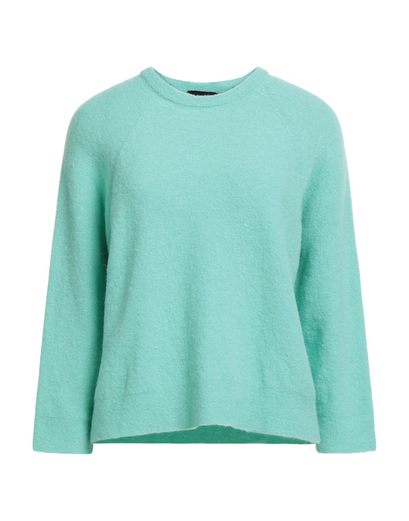 니트 소재, 라이트웨이트 니트, 솔리드 컬러, 장식 부착 없음, 크루넥, 롱 슬리브, 스트레치, 손세탁 또는 드라이클리닝, 표백 금지, 건조기 사용불가. 이미지