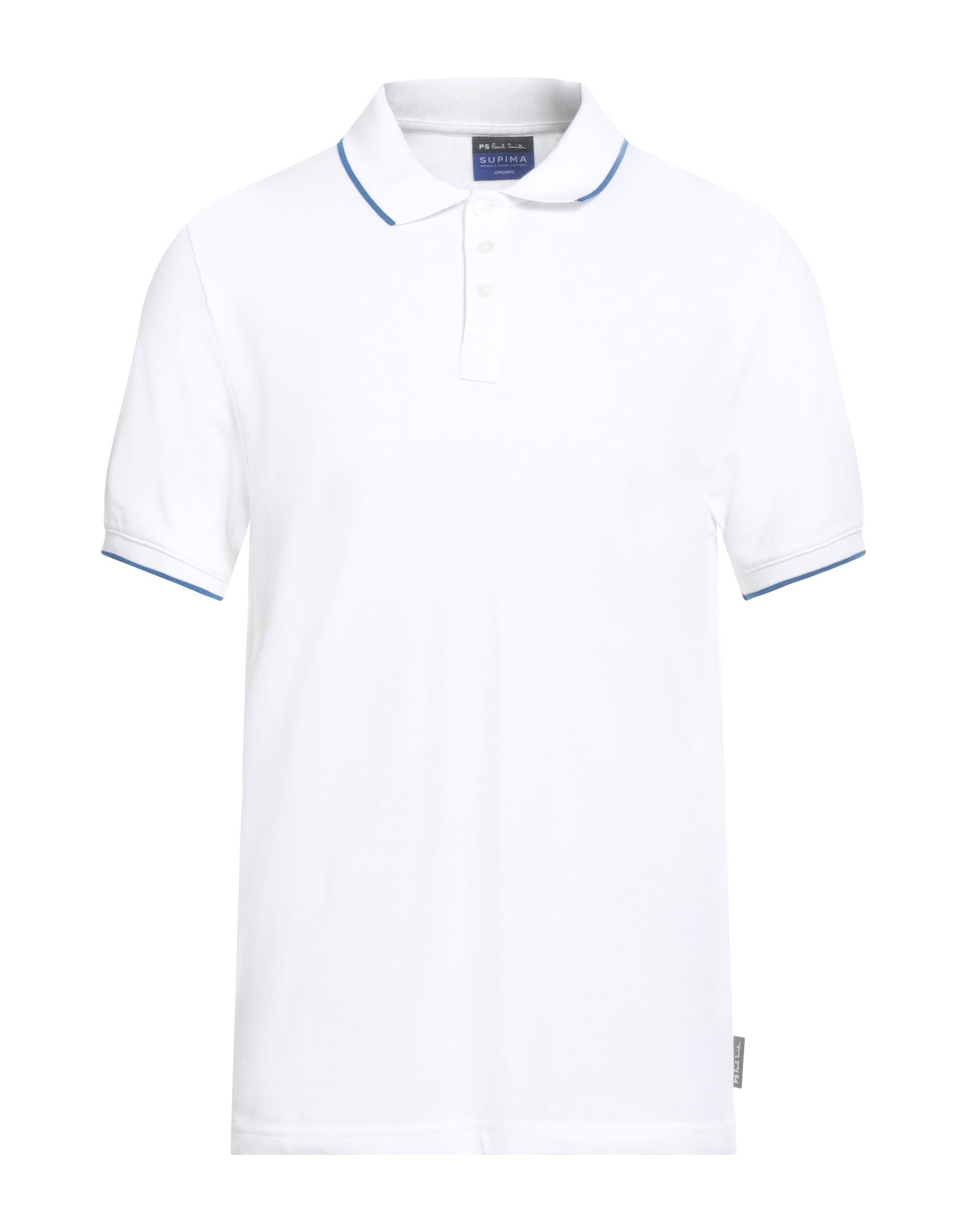 피케, 솔리드 컬러, 파이핑 트림, 브랜드 로고, 폴로 칼라, 쇼트 슬리브, 버튼 여밈, 동물성 비섬유 자재 함유, 이 아이템에는 인증된 오가닉 섬유가 포함되어 있습니다, 세탁기로 세탁, 표백 금지, 건조기 사용불가, 이 브랜드는 사이즈가 크게 나옵니다. 이미지