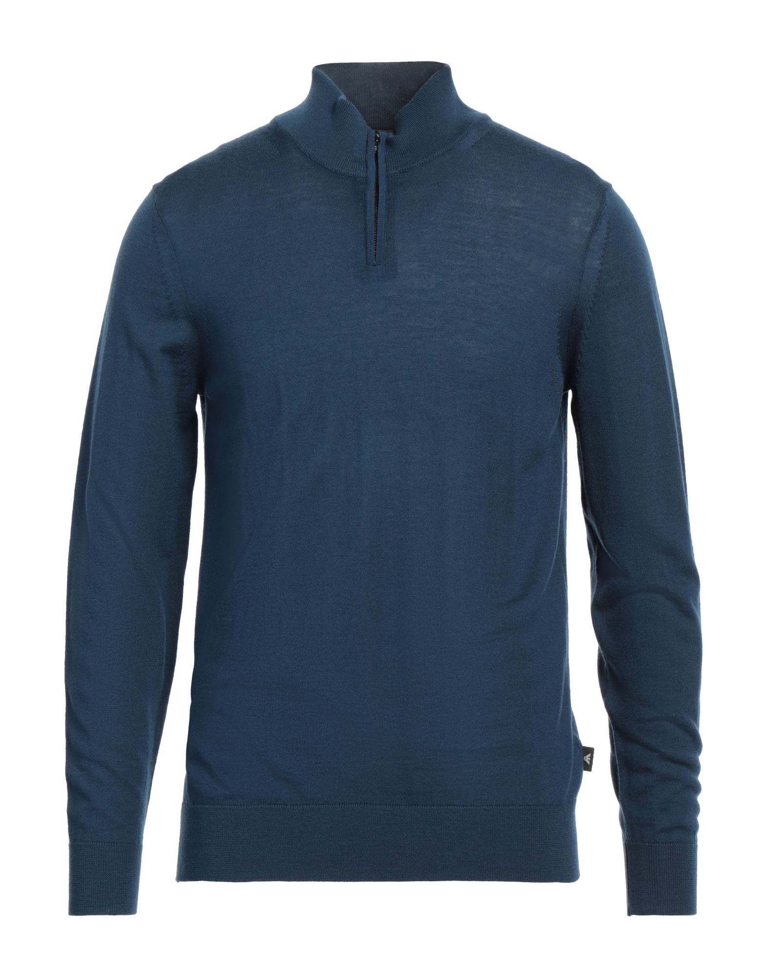 니트 소재, 라이트웨이트 니트, 브랜드 로고, 솔리드 컬러, 터틀넥, 롱 슬리브, 지퍼 여밈, 포켓 없음. 이미지