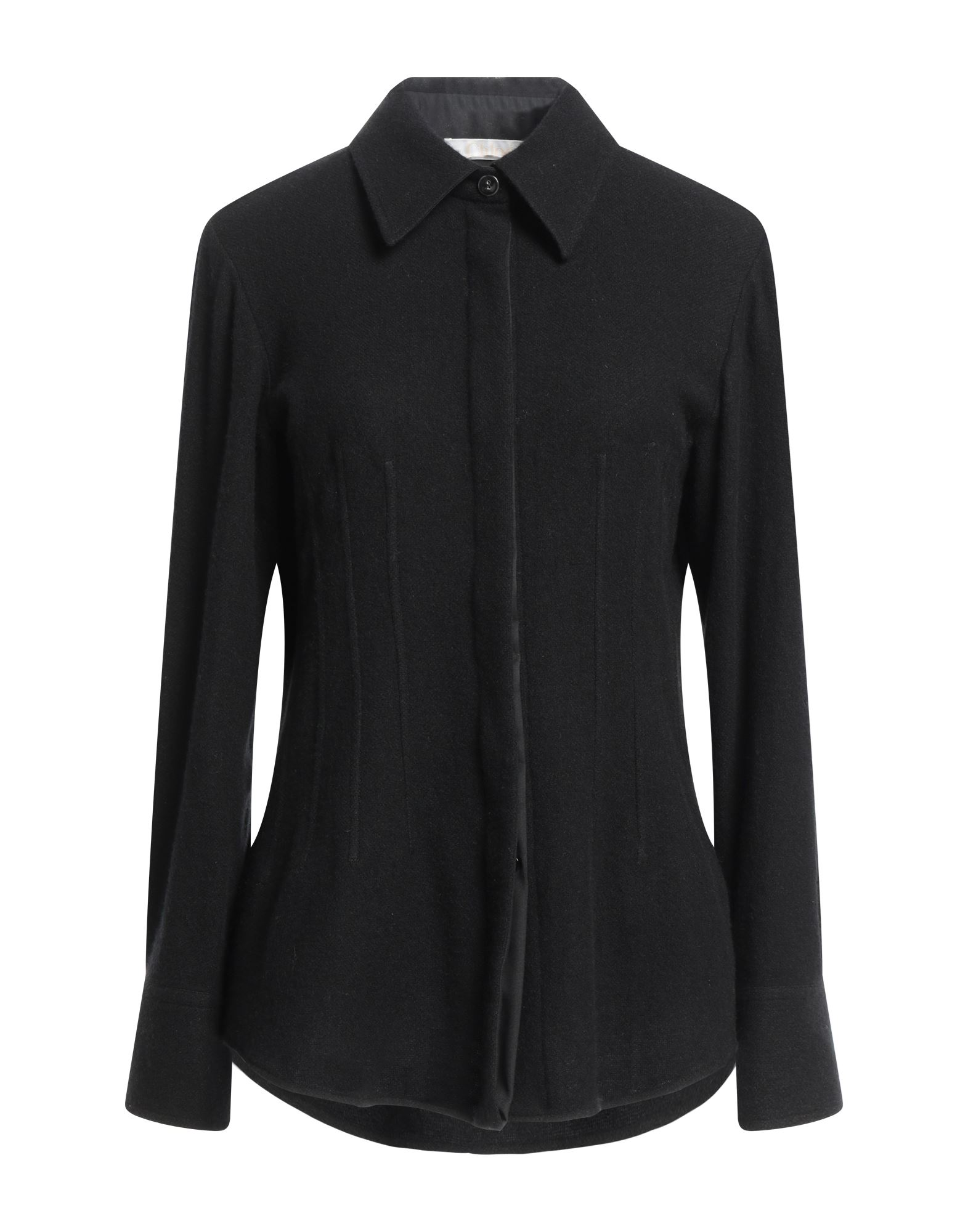 셔츠, 플란넬, 솔리드 컬러, 주름 가공, 클래식 칼라, 롱 슬리브, 버튼 커프스, 버튼 여밈. 이미지