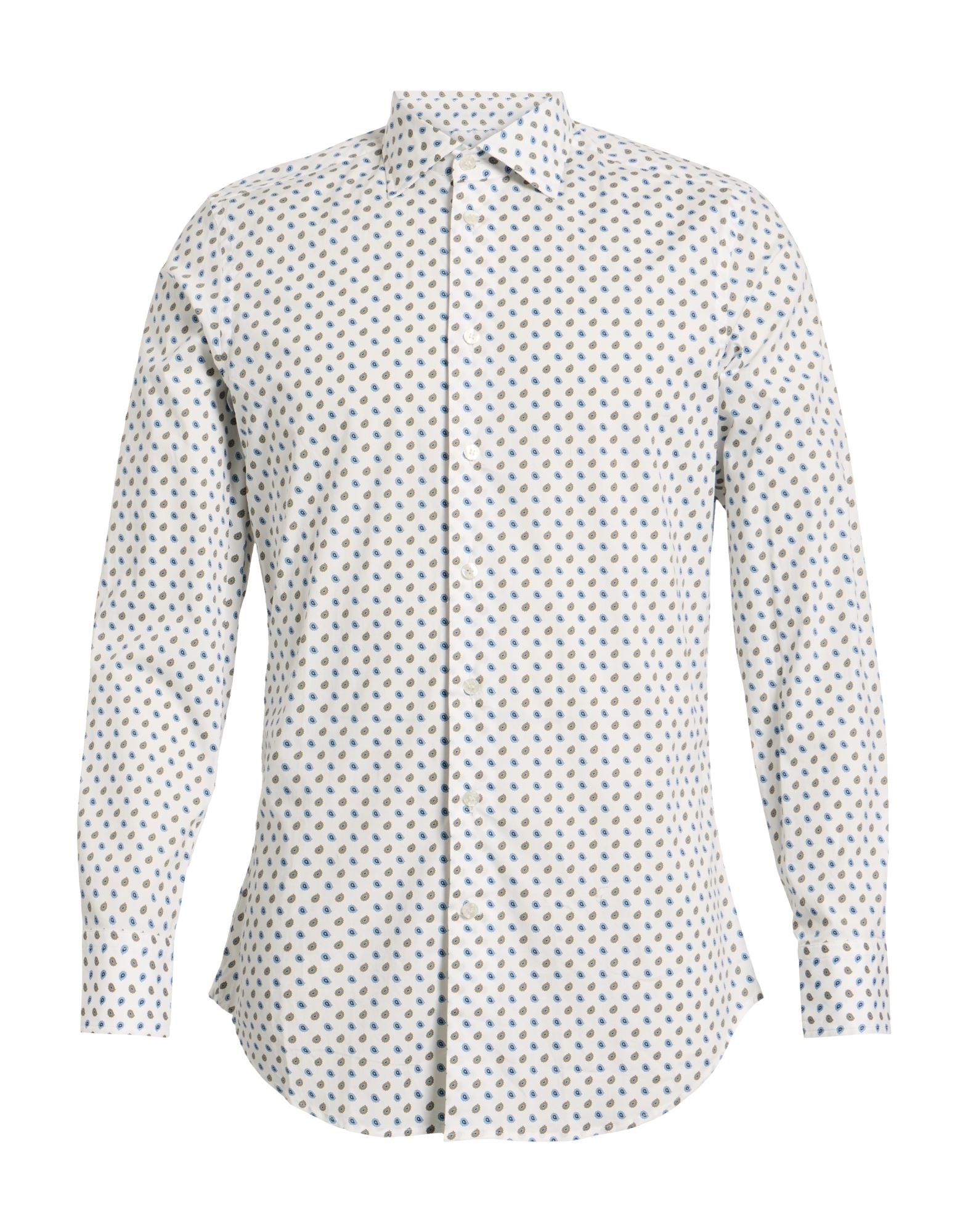 레귤러 셔츠, 포플린, 스트레치 패브릭, 페이즐리 패턴, 장식 부착 없음, 클래식 칼라, 롱 슬리브, 버튼 커프스, 버튼 여밈, 세탁기 세탁 또는 드라이클리닝, 표백 금지, 건조기 사용불가. 이미지