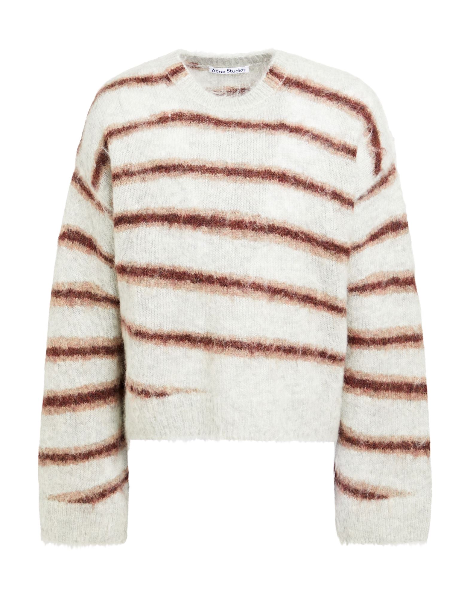 니트 소재, 라이트웨이트 니트, 스트라이프, 장식 부착 없음, 크루넥, 롱 슬리브, 손세탁 또는 드라이클리닝, 표백 금지, 건조기 사용불가, 이 브랜드는 사이즈가 크게 나옵니다. 이미지