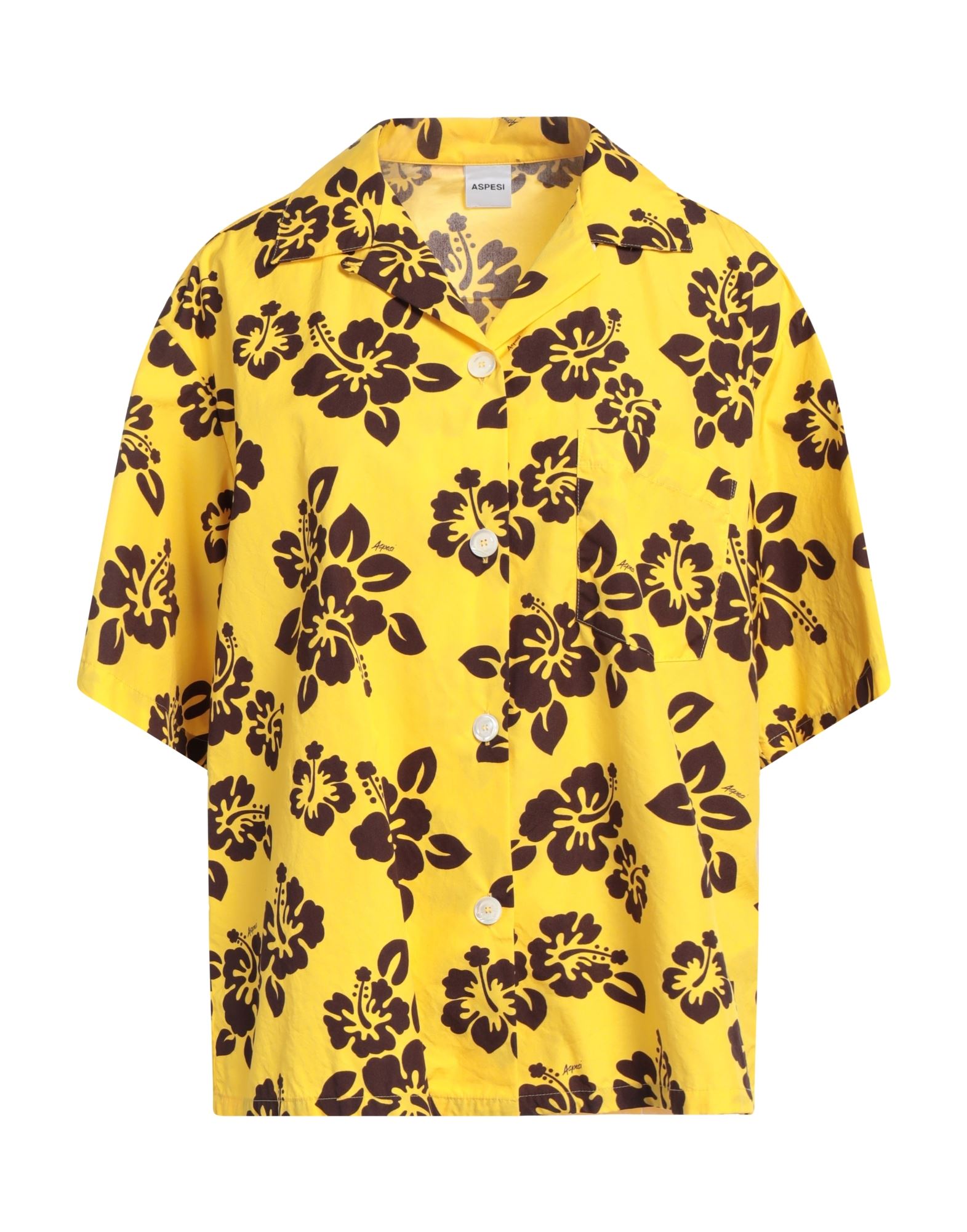 셔츠, 포플린, 하와이안 모티브, 브랜드 로고, 캠프 칼라, 쇼트 슬리브, 버튼 여밈, 동물성 비섬유 자재 함유, 세탁기 세탁 또는 드라이클리닝, 표백 금지, 건조기 사용불가, 이 브랜드는 사이즈가 작게 나옵니다. 이미지