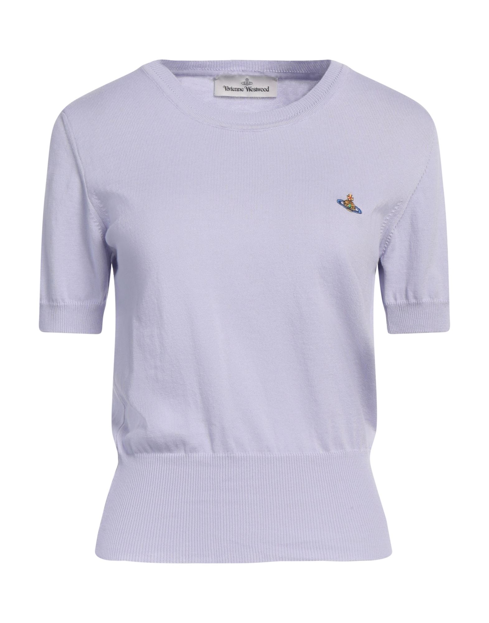 니트 소재, 라이트웨이트 니트, 자수 로고 장식, 솔리드 컬러, 크루넥, 쇼트 슬리브, 손세탁 또는 드라이클리닝, 표백 금지, 건조기 사용불가. 이미지