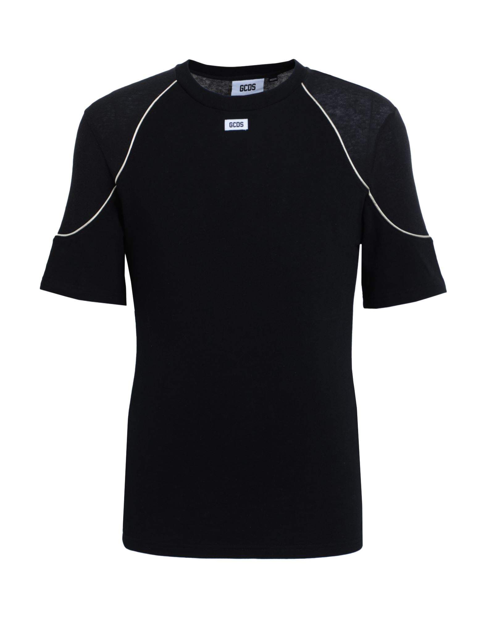 저지, 브랜드 로고, 투톤 패턴, 크루넥, 쇼트 슬리브, 티셔츠. 이미지