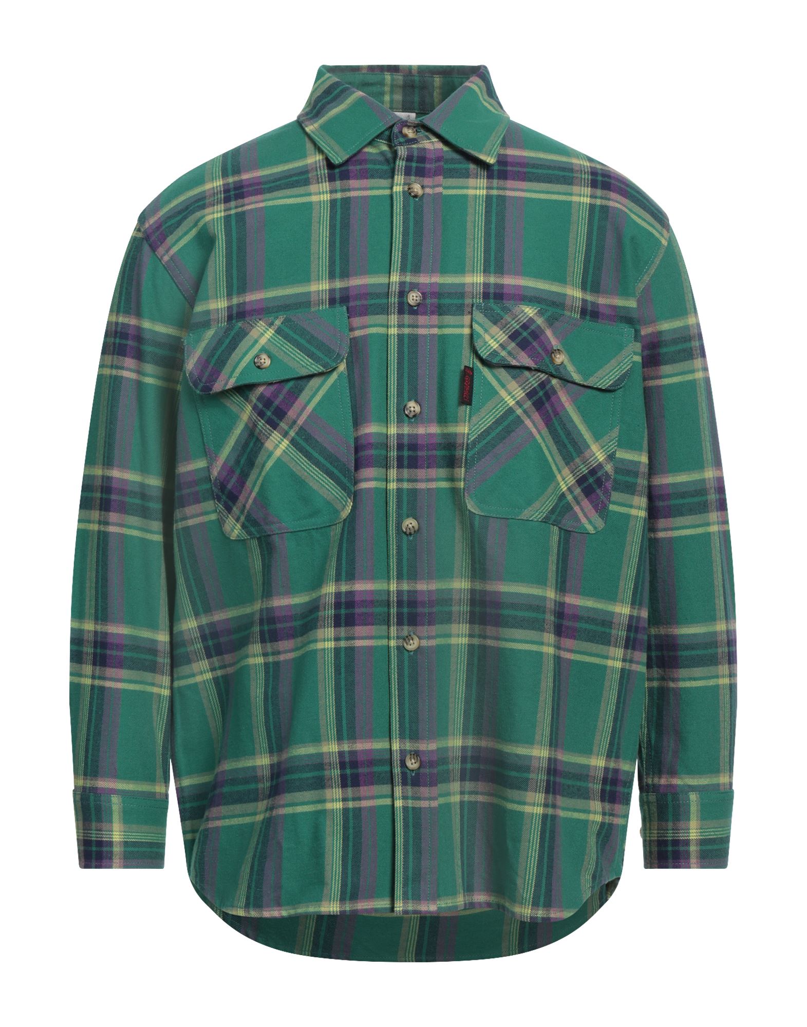 셔츠 자켓, 플란넬, 타탄체크, 브랜드 로고, 클래식 칼라, 롱 슬리브, 버튼 커프스, 버튼 여밈, 포켓 2개, 세탁기 세탁 또는 드라이클리닝, 표백 금지, 건조기 사용불가. 이미지