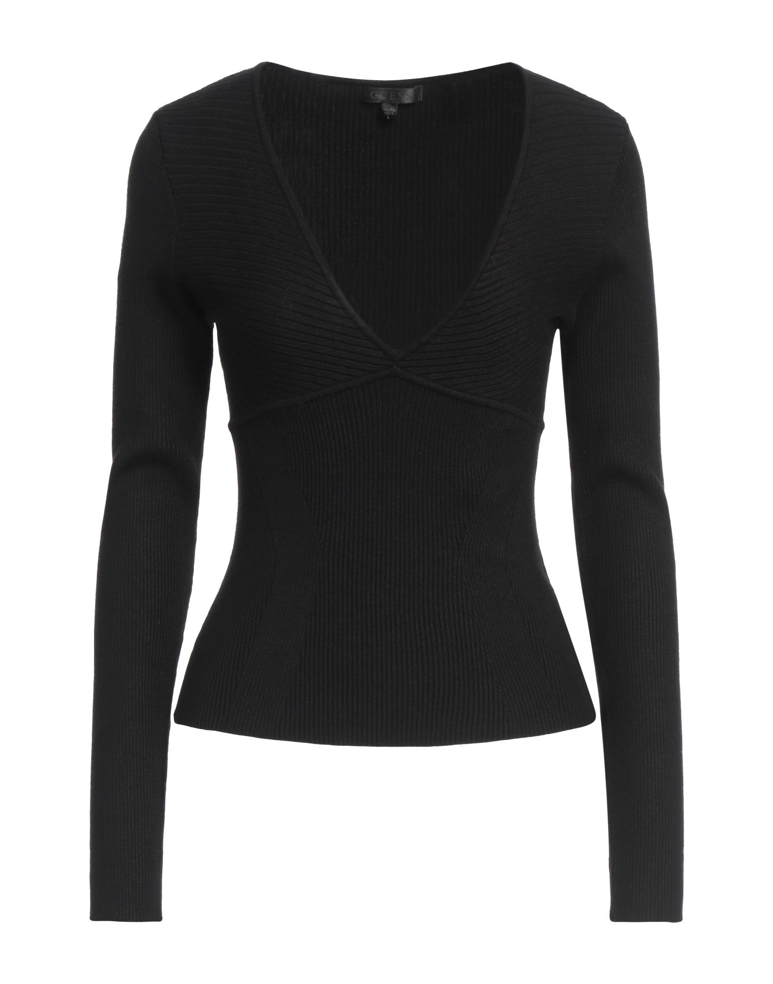 니트 소재, 라이트웨이트 니트, 솔리드 컬러, 장식 부착 없음, 딥 네크라인, 롱 슬리브, 손세탁, 표백 금지, 건조기 사용불가. 이미지