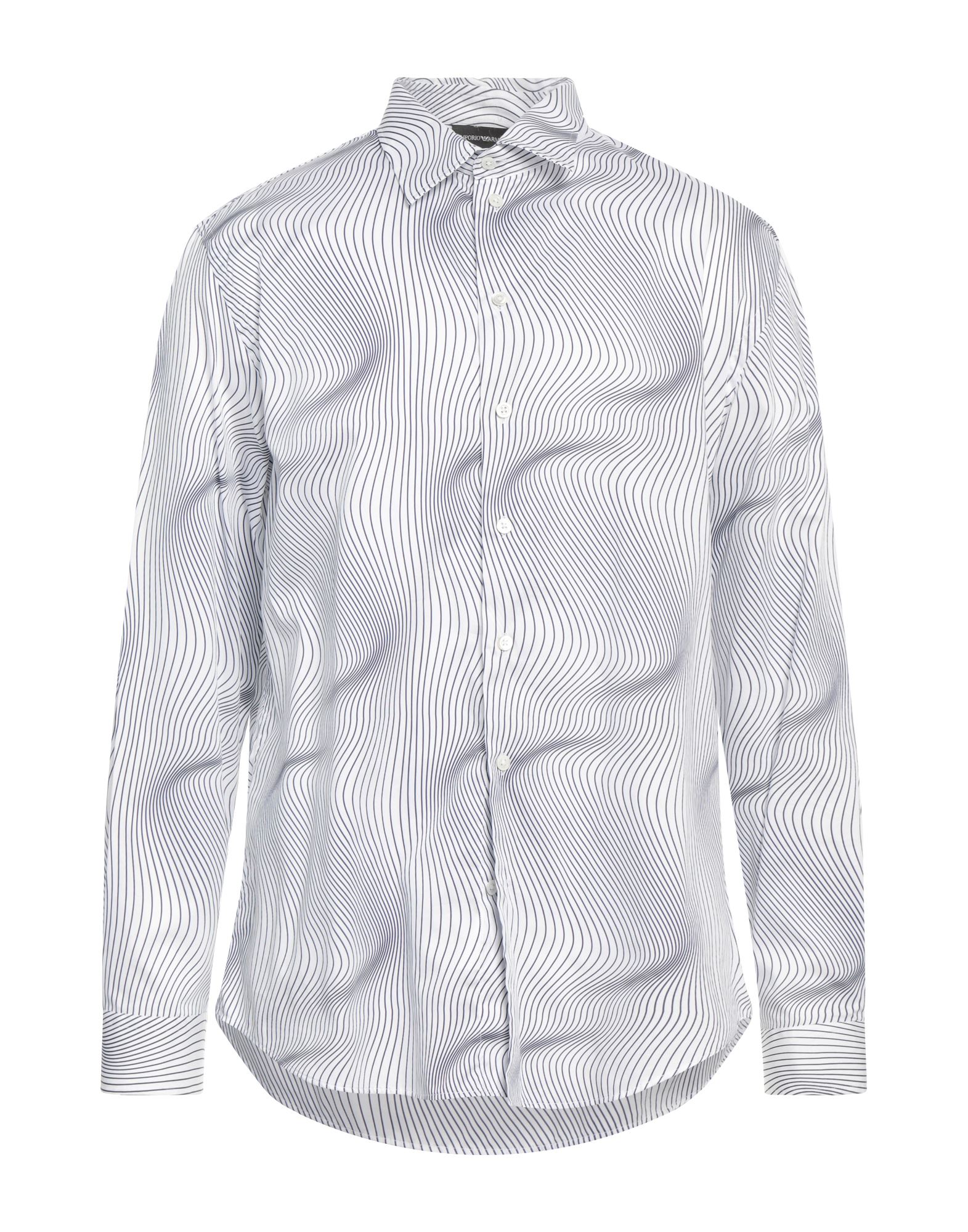 레귤러 셔츠, 우븐, 기하학 패턴, 장식 부착 없음, 클래식 칼라, 롱 슬리브, 버튼 커프스, 버튼 여밈. 이미지