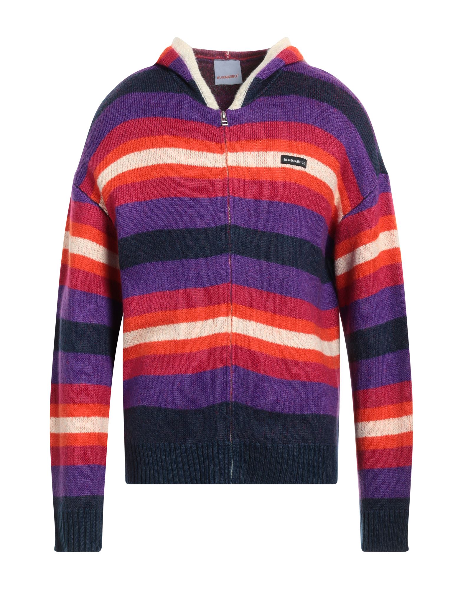 니트 소재, 라이트웨이트 니트, 브랜드 로고, 스트라이프, 롱 슬리브, 지퍼 여밈, 포켓 없음, 손세탁 또는 드라이클리닝, 표백 금지, 건조기 사용불가. 이미지