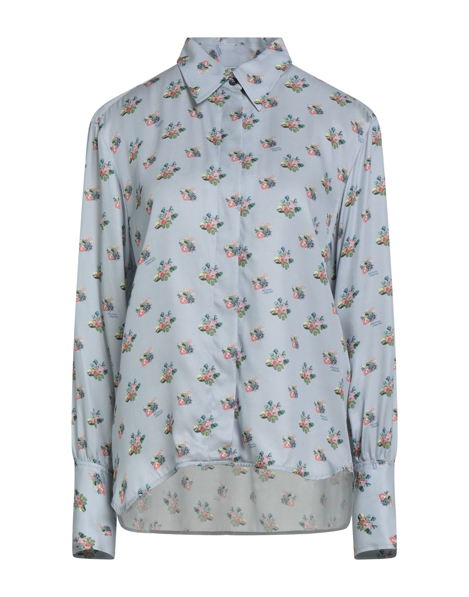 셔츠, 트윌, 플로럴 모티브, 브랜드 로고, 클래식 칼라, 롱 슬리브, 버튼 커프스, 히든 버튼 여밈, 손세탁 또는 드라이클리닝, 표백 금지, 건조기 사용불가. 이미지