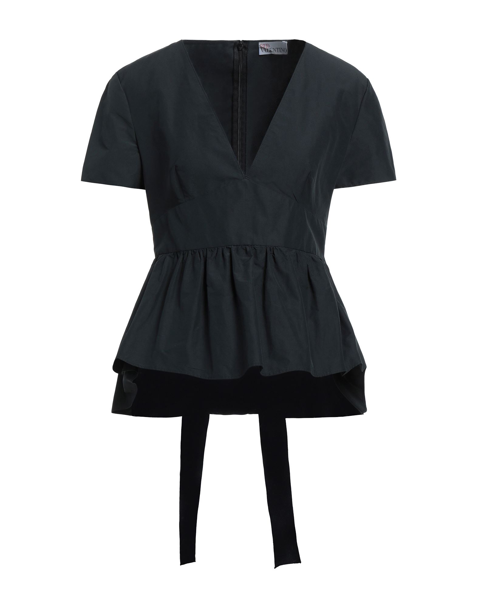 솔리드 컬러, 쇼트 슬리브, V 네크라인. 이미지