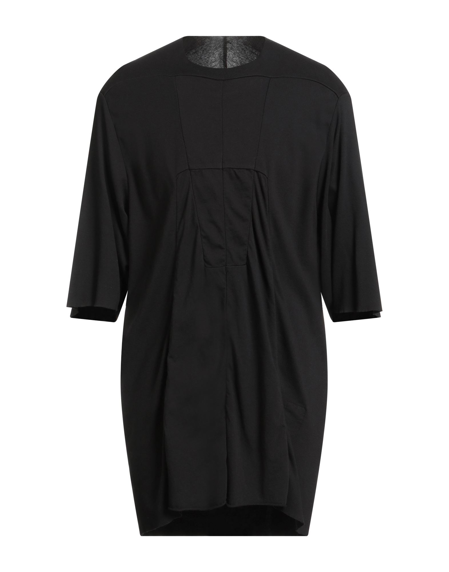 베이직 티, 저지, 솔리드 컬러, 장식 부착 없음, 와이드 네크라인, 쇼트 슬리브, 비대칭 헴, 손세탁 또는 드라이클리닝, 표백 금지, 건조기 사용불가. 이미지