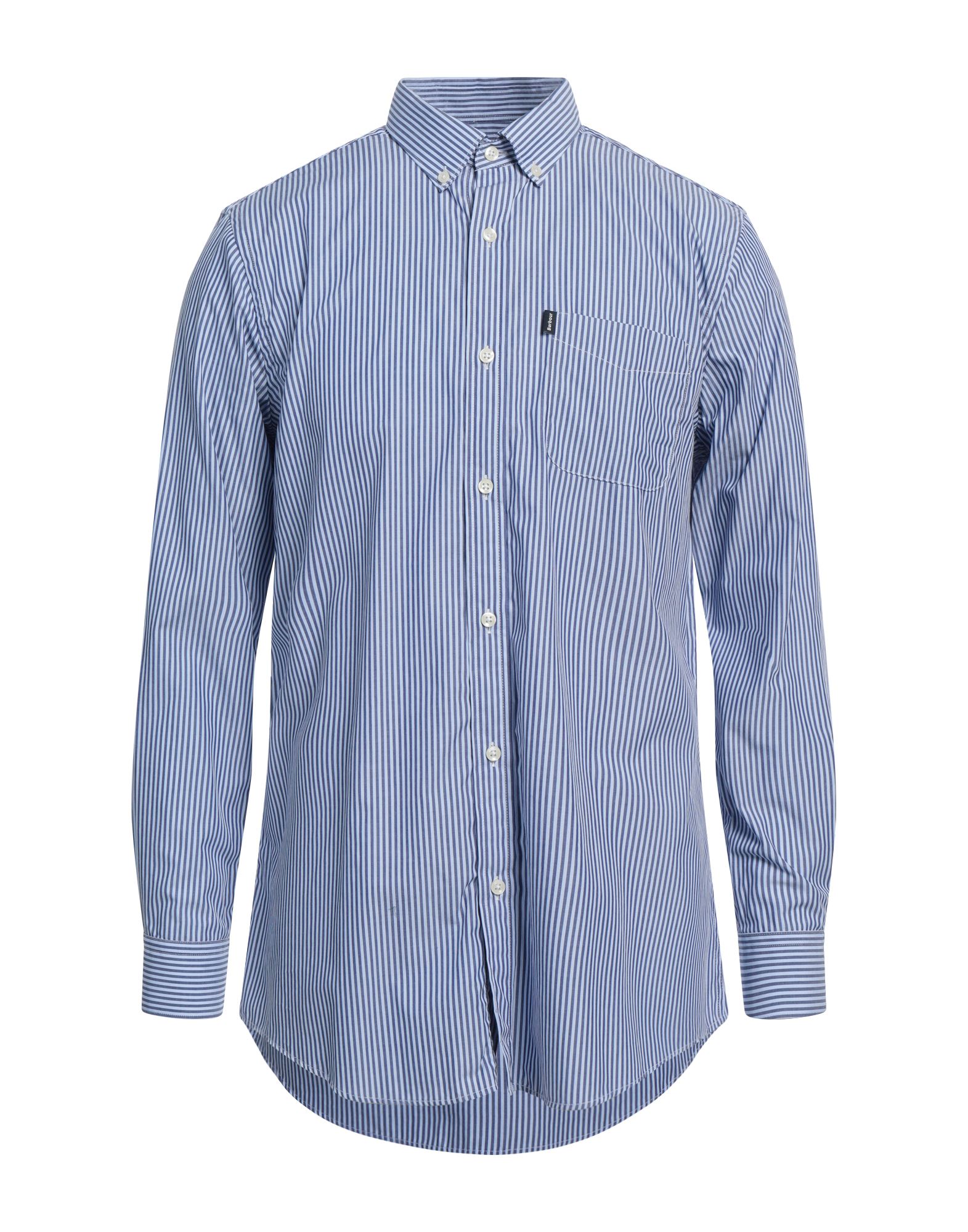 레귤러 셔츠, 우븐, 스트라이프, 브랜드 로고, 버튼다운 칼라, 롱 슬리브, 버튼 커프스, 버튼 여밈, 포켓 1개, 포켓 없음, 세탁기 세탁 또는 드라이클리닝, 표백 금지, 건조기 사용불가. 이미지