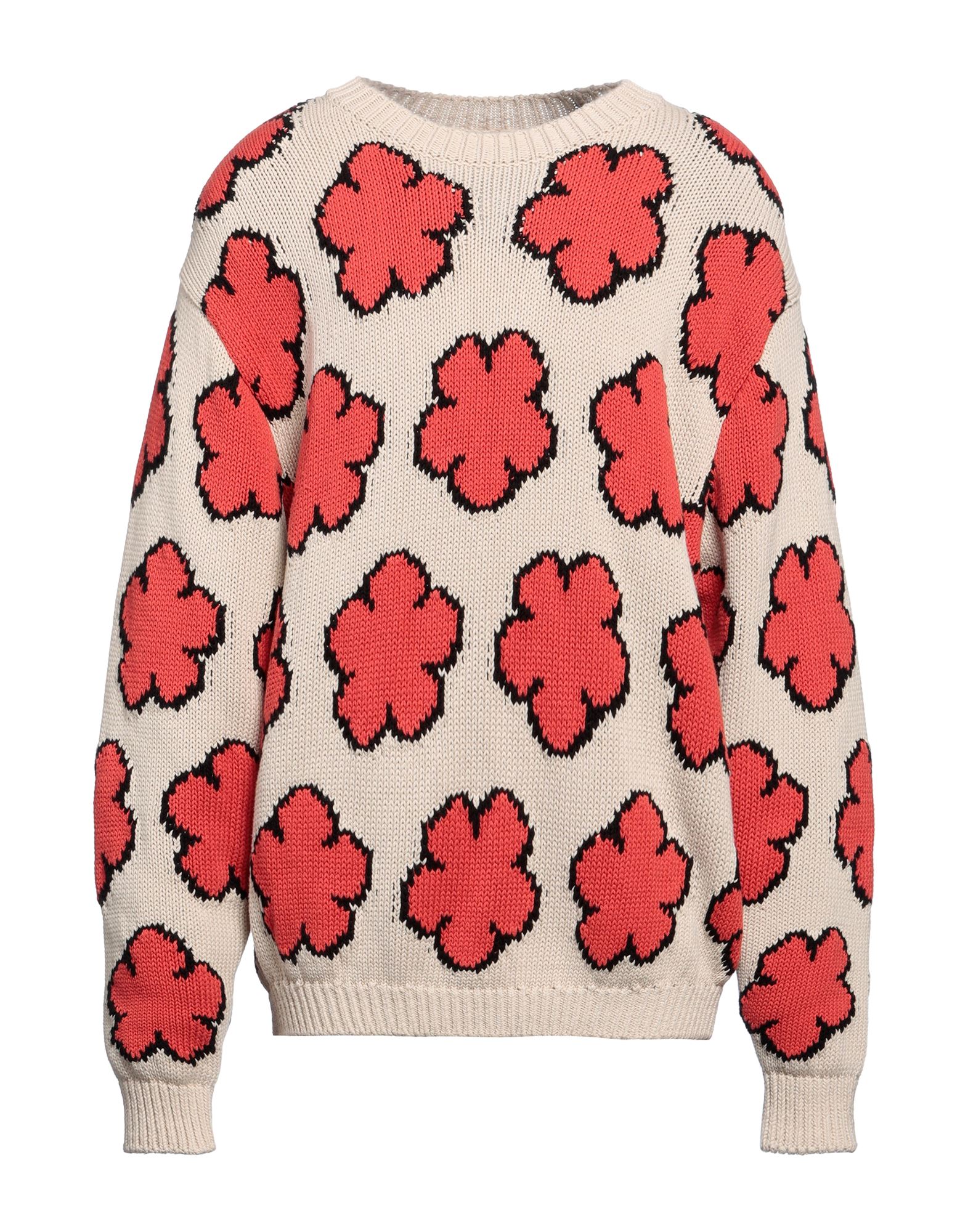 니트 소재, 미디엄웨이트 니트, 브랜드 로고, 플로럴 모티브, 크루넥, 롱 슬리브, 포켓 없음, 라지 핏. 이미지